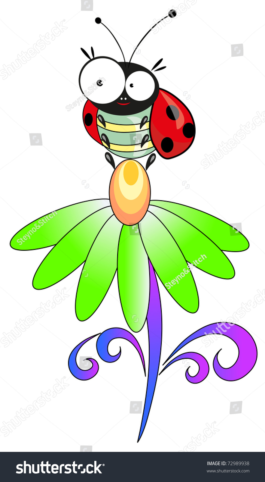 Ladybug And Flower. Vector Illustration. - 72989938 : Shutterstock