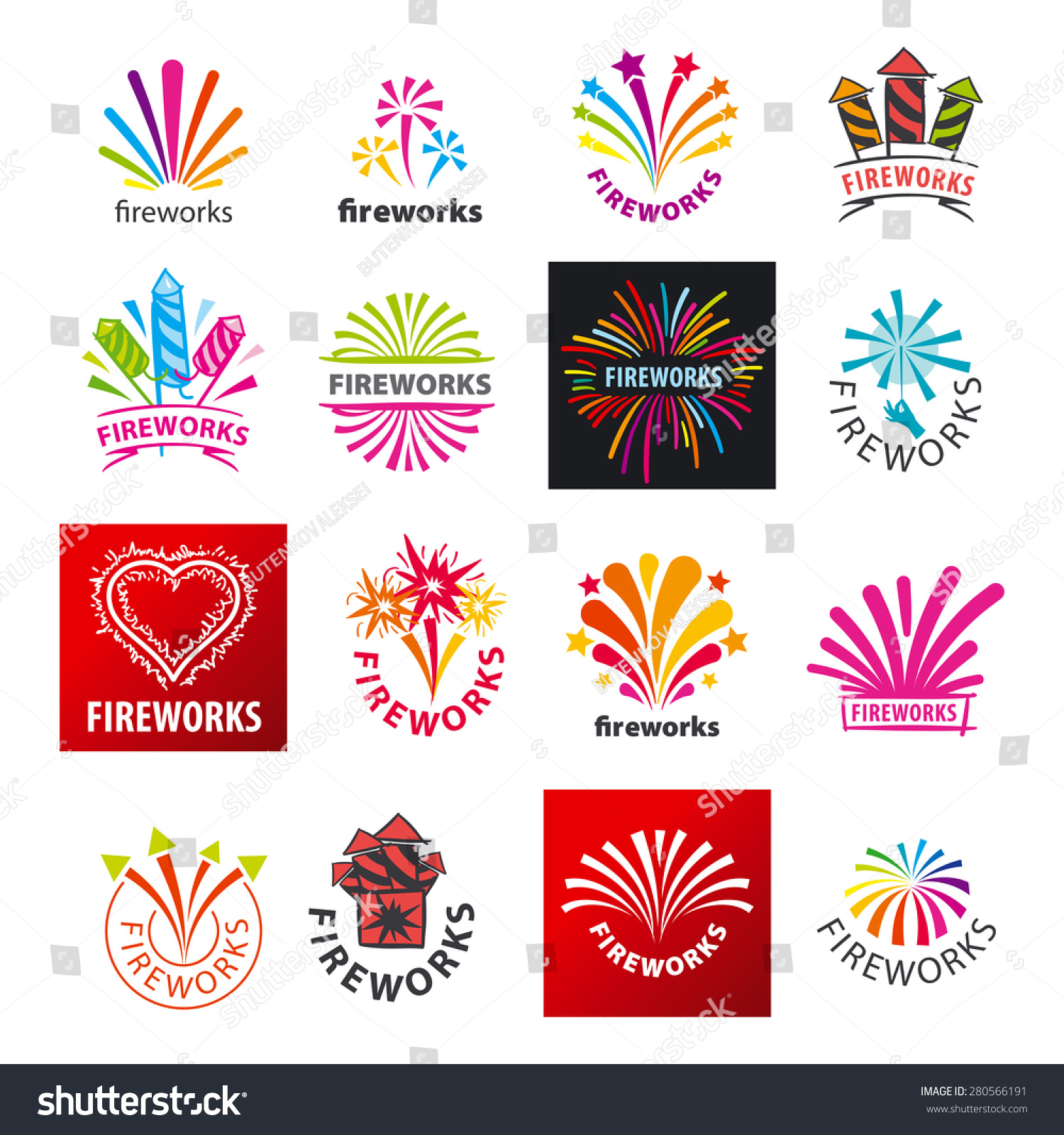 Large Set Of Vector Logos Fireworks - 280566191 : Shutterstock