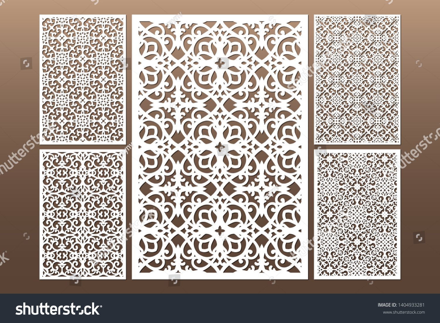 Vektor Stok Laser Cut Cabinet Fretwork Perforated Panel Tanpa Royalti