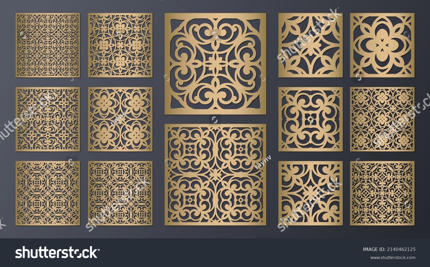 Laser Cut Square Ornamental Panels Set Stock Vector Royalty Free