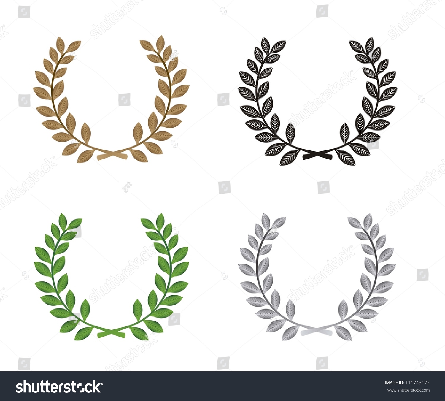 Laurel Wreath Isolated Over White Background. Vector Illustration