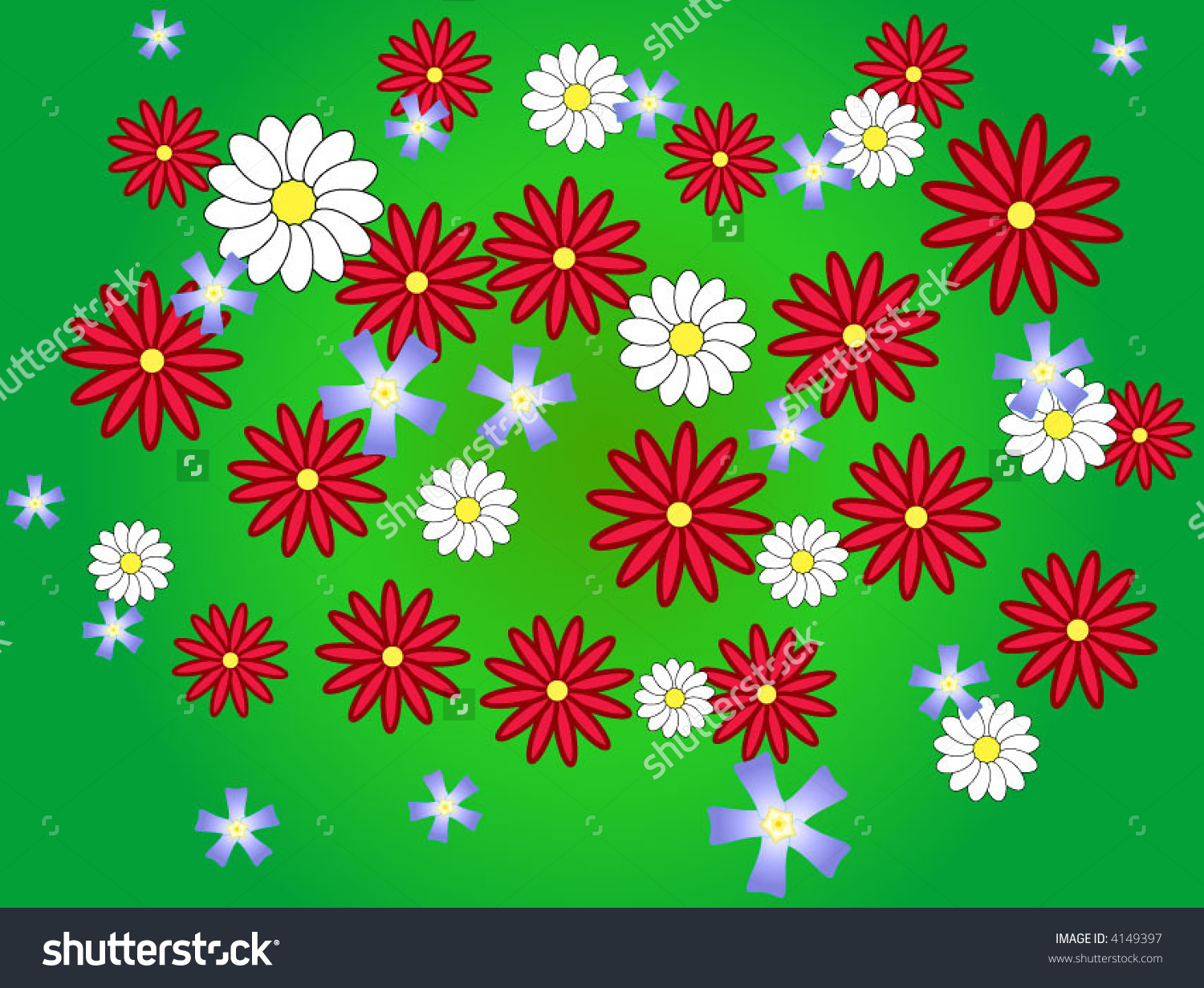 Lawn Full Of Flowers Stock Vector Illustration 4149397 : Shutterstock