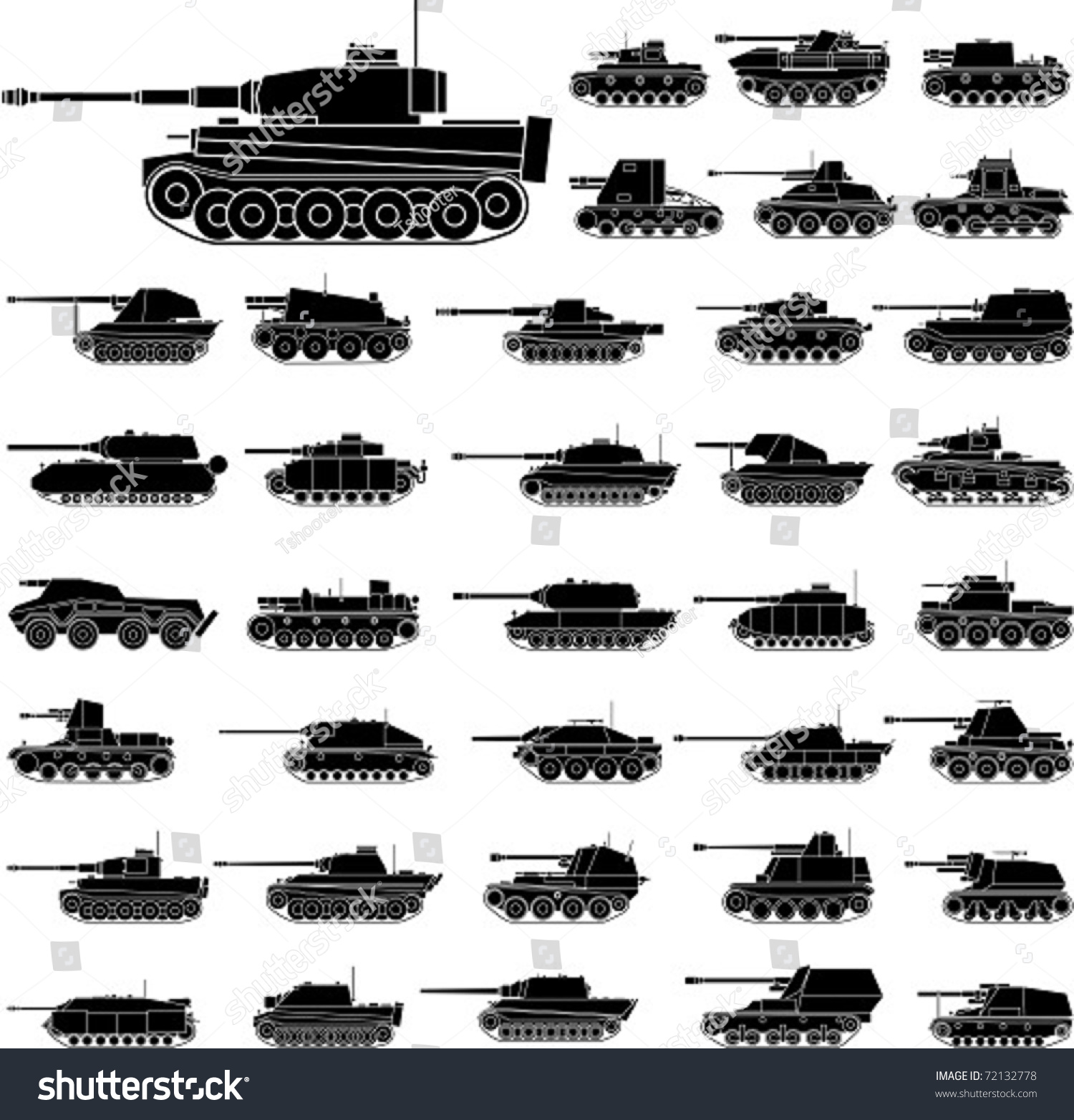 Layered Vector Illustration Of Various German Tanks Which Be Used In