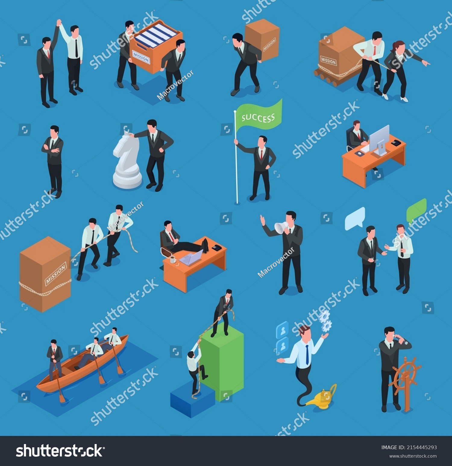 Leadership Concept Icons Isometric Set Isolated Stock Vector Royalty