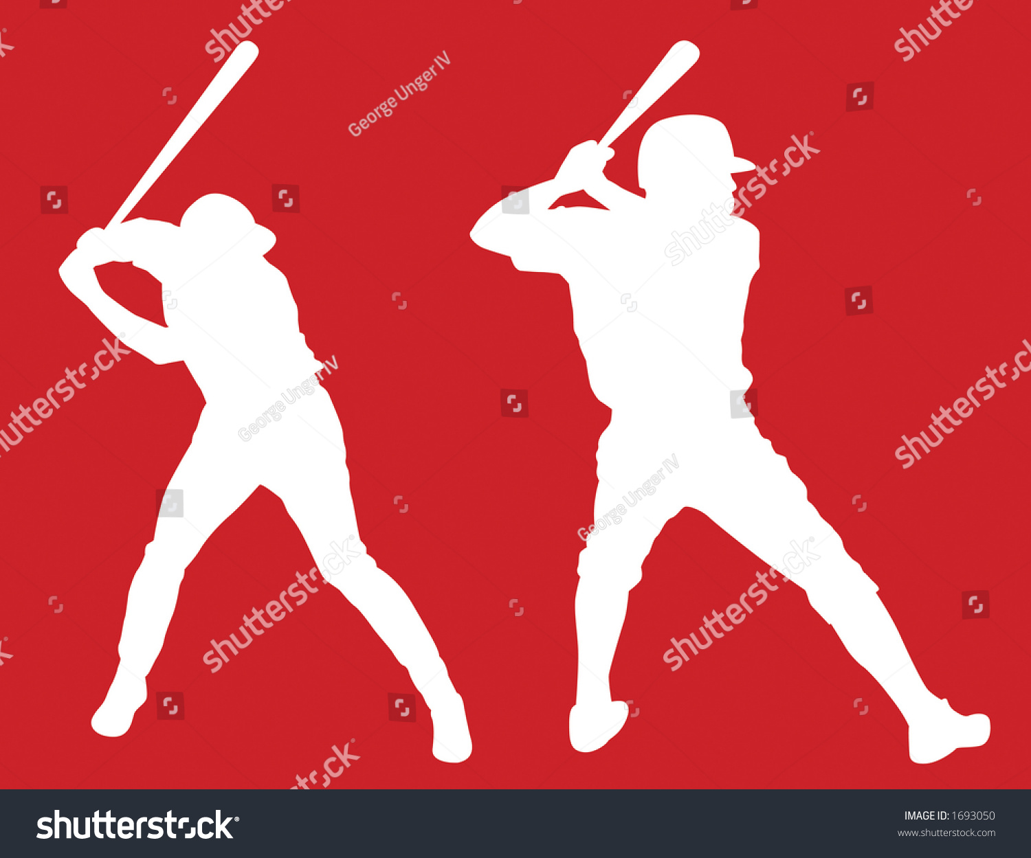 Lefty And Righty Vector Baseball Batters Ready To Hit A Home Run