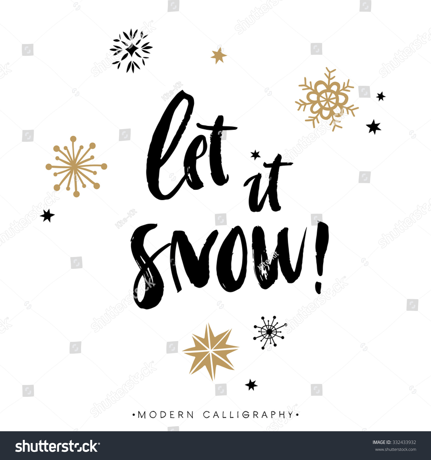 Let It Snow Christmas Calligraphy Handwritten Modern Brush Lettering