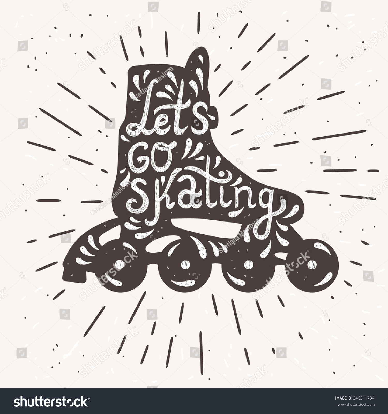 Lets Go Skating Typography Roller Skate Stock Vector Royalty Free