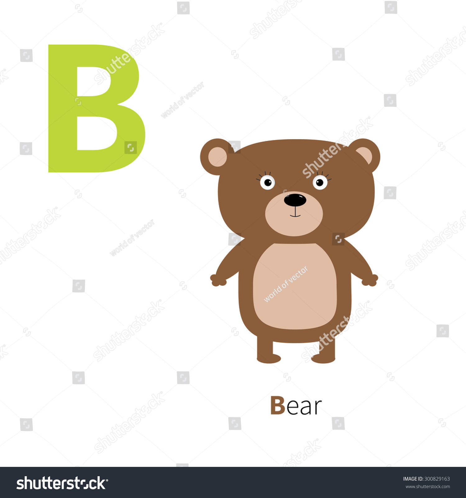 Letter B Bear Zoo Alphabet. English Abc Letters With Animals Education ...