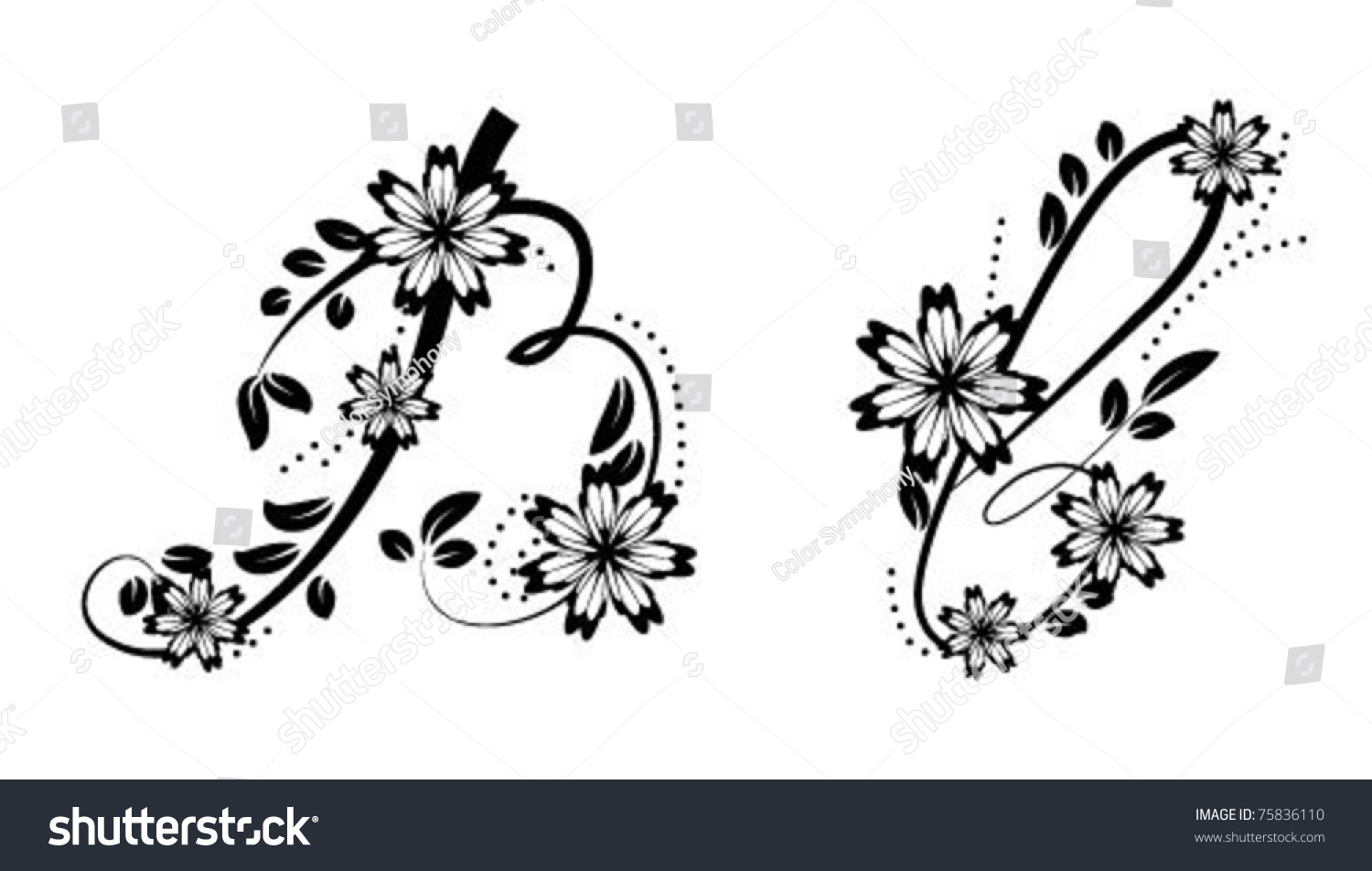 Letter B (Floral Font) Stock Vector Illustration 75836110 : Shutterstock