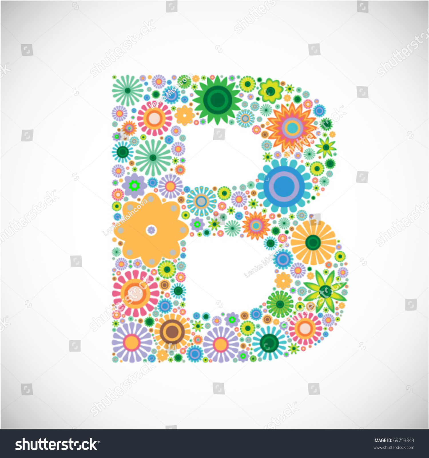 Letter B Floral Alphabet Stock Vector 69753343 - Shutterstock