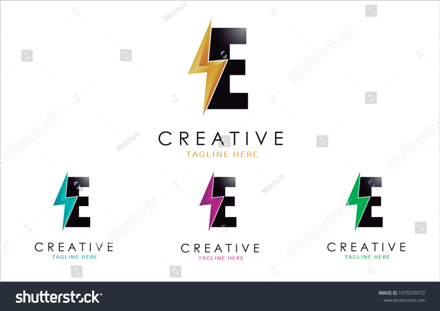 Letter E Lightning Bolt Logo Set Stock Vector Royalty Free