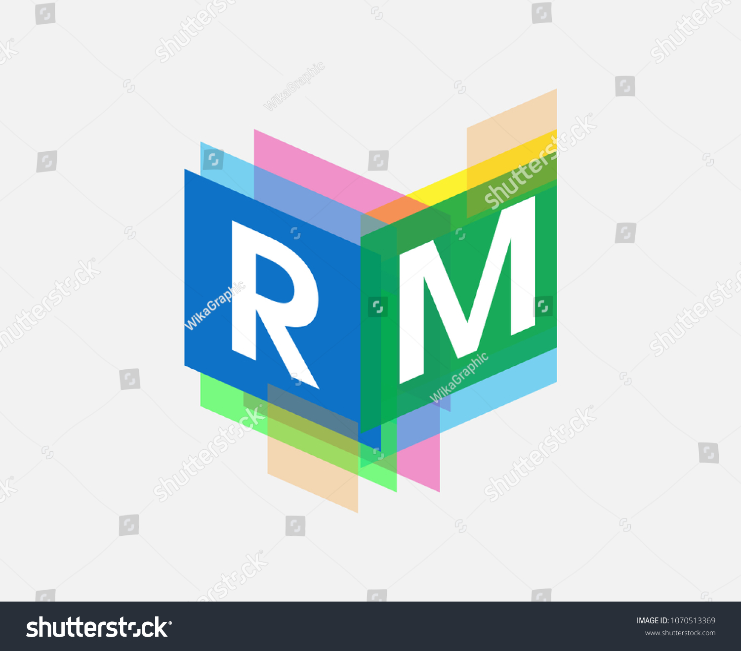 Letter Rm Logo Colorful Geometric Shape Stock Vector Royalty Free