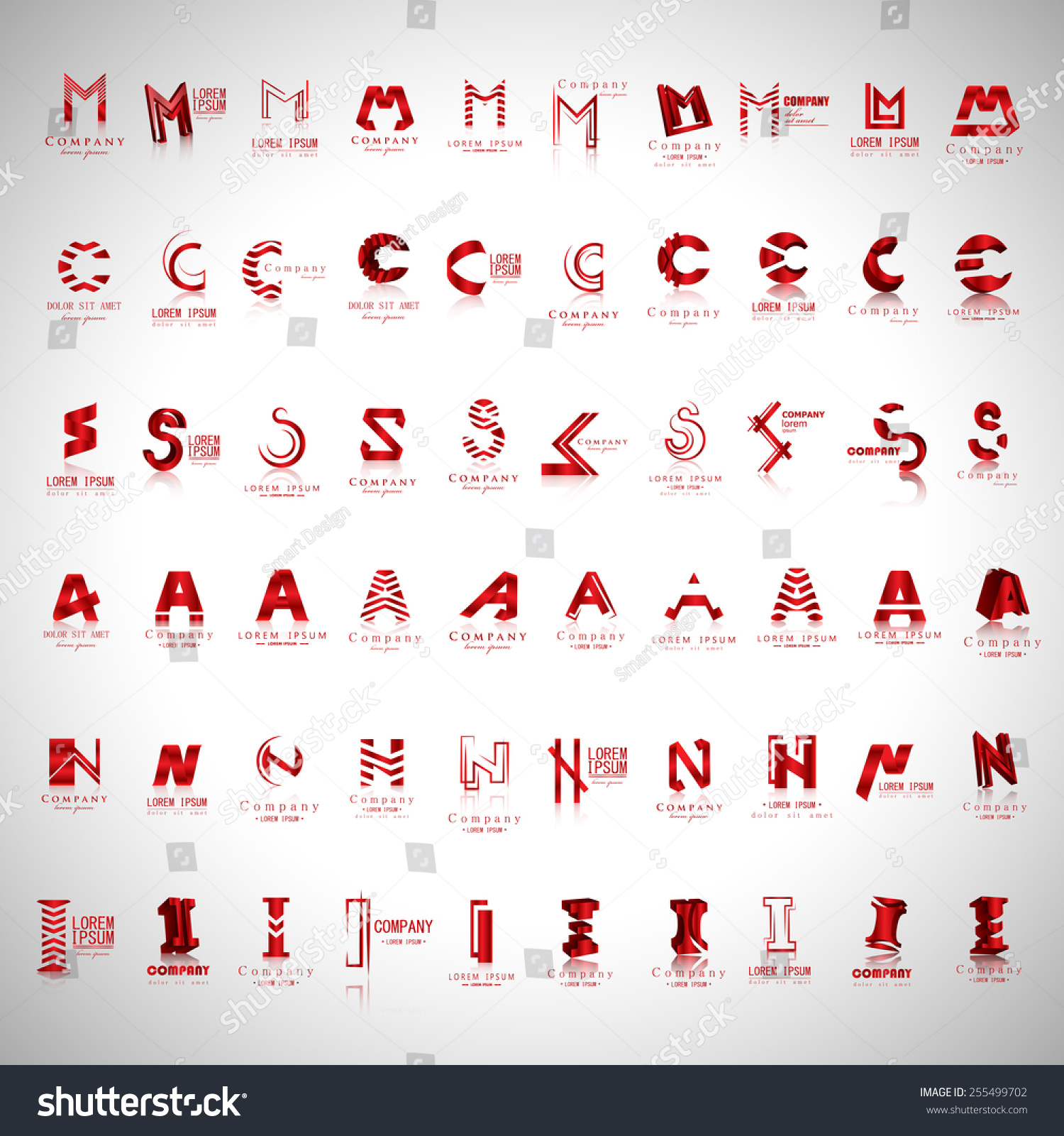 Lettering Icons Set - Isolated On Gray Background - Vector Illustration