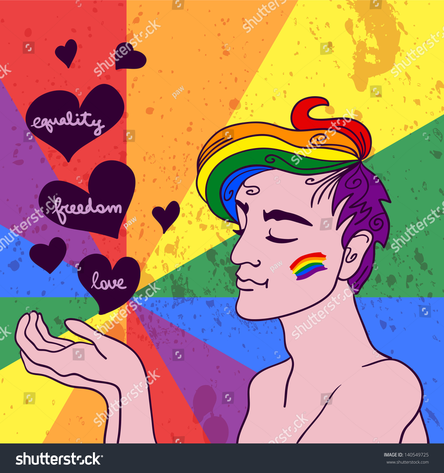 Lgbt Card Gay Man In Love Stock Vector Illustration 140549725 Shutterstock 1238