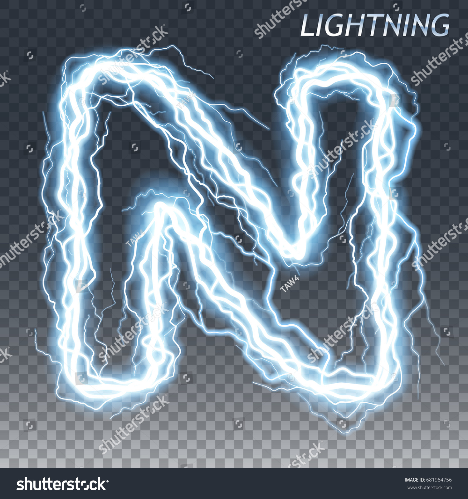 Lightning Thunder Bolt Electric Font Glow Stock Vector Royalty Free