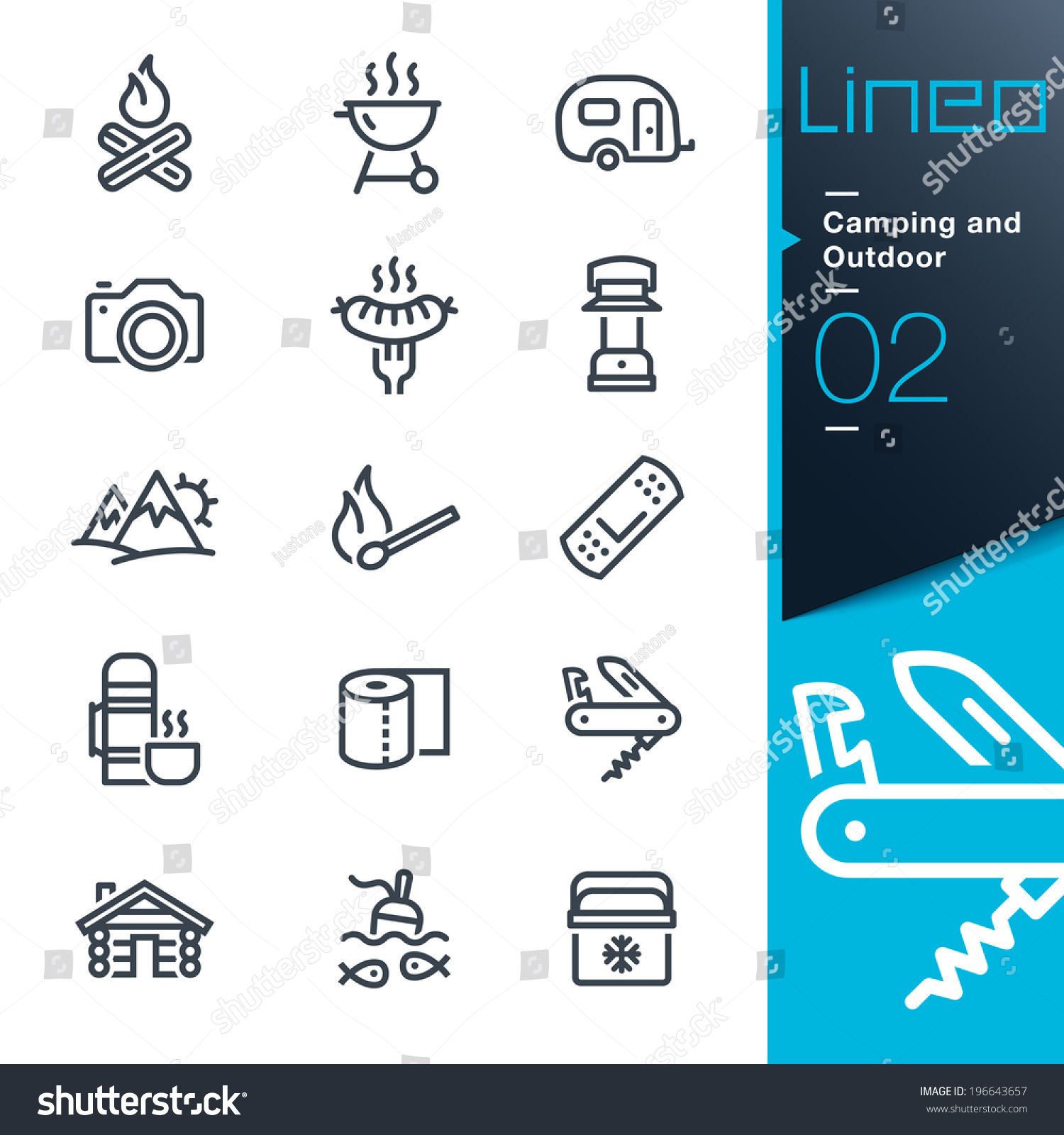 Lineo Camping and Outdoor outline icons Lineo Camping and Outdoor outline icons
