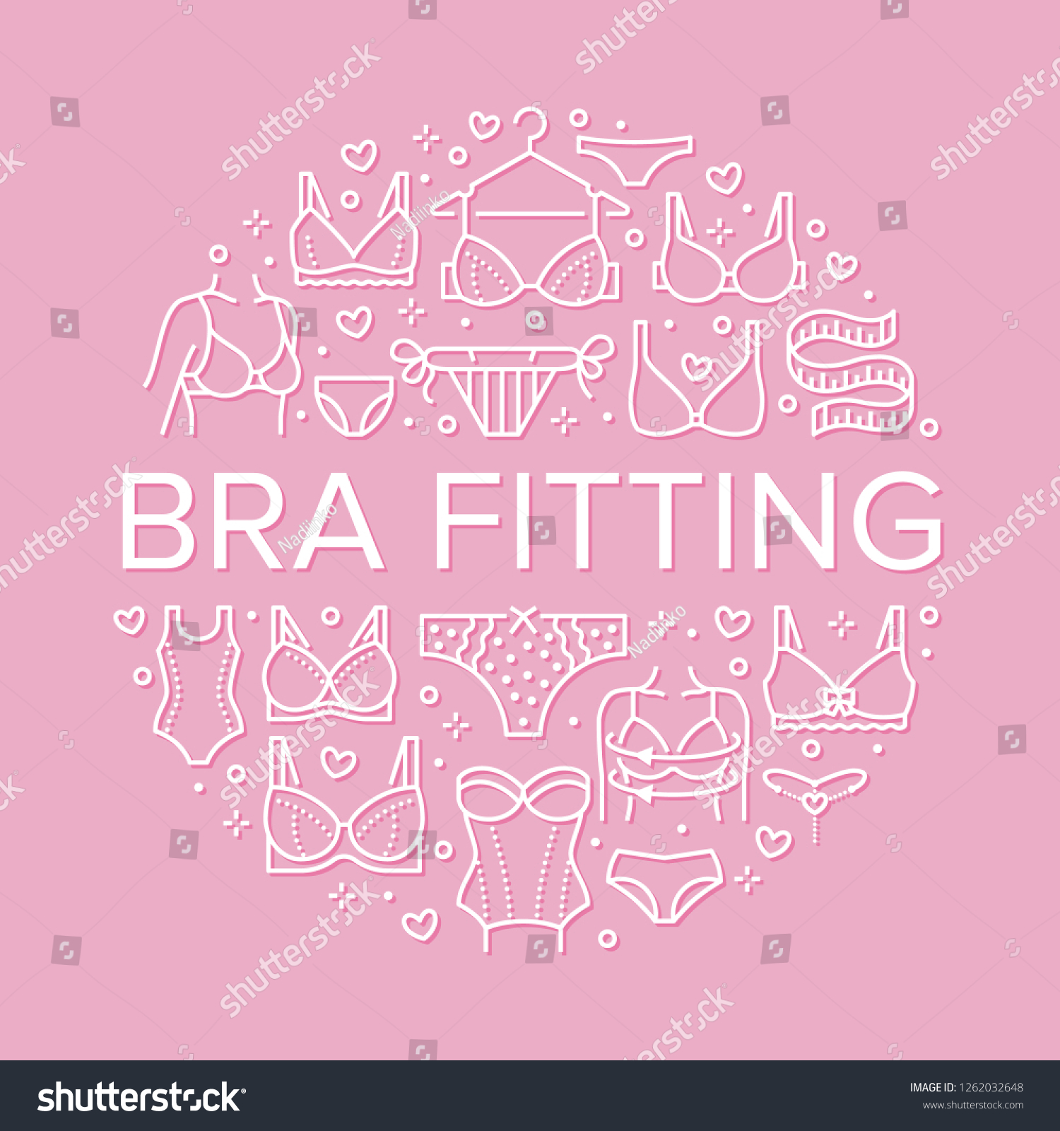 Lingerie Circle Poster Flat Line Icons Stock Vector Royalty Free