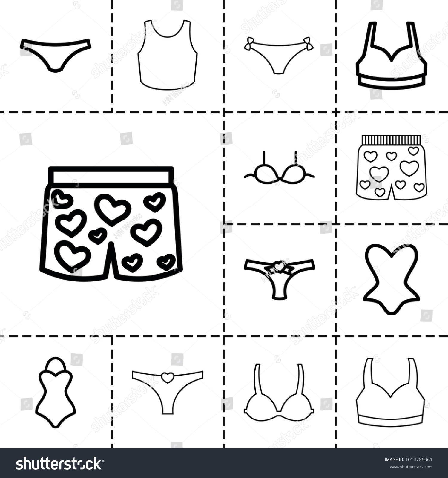 Lingerie Icons Set Editable Outline Stock Vector Royalty Free