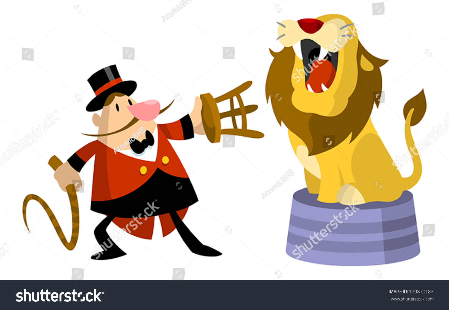 Lion Roaring Lion Tamer Stool Whip Stock Vector 179870183 - Shutterstock