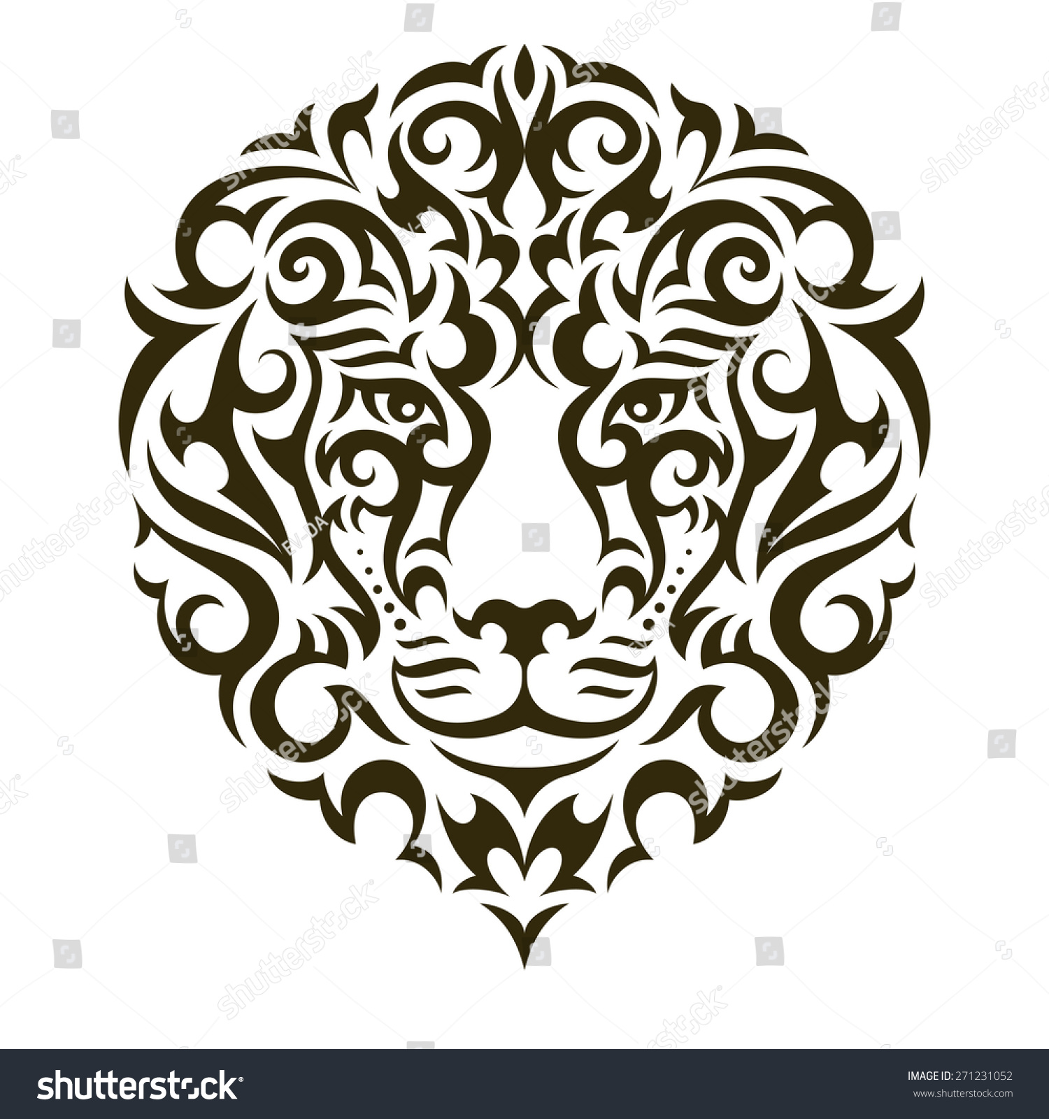 Lion Tattoo Illustration Isolated On White Stock Vector ...