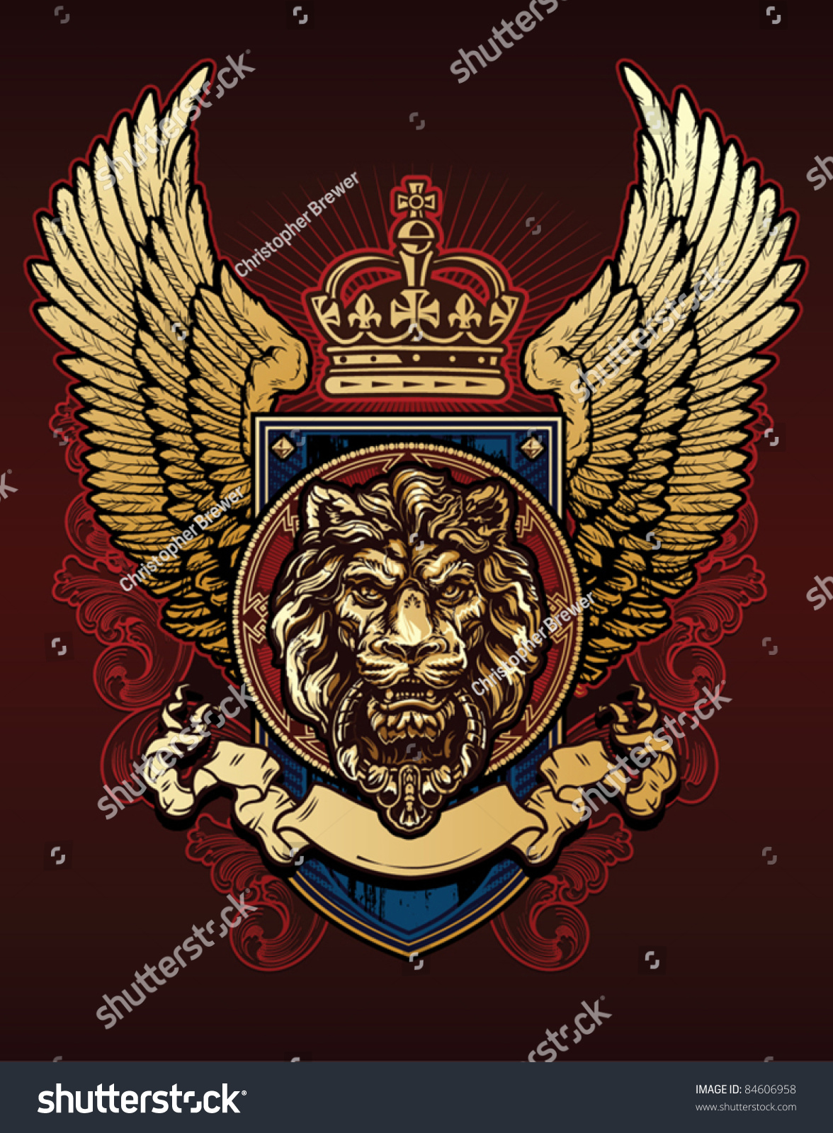 Lion Wing Shield Stock Vector Illustration 84606958 : Shutterstock