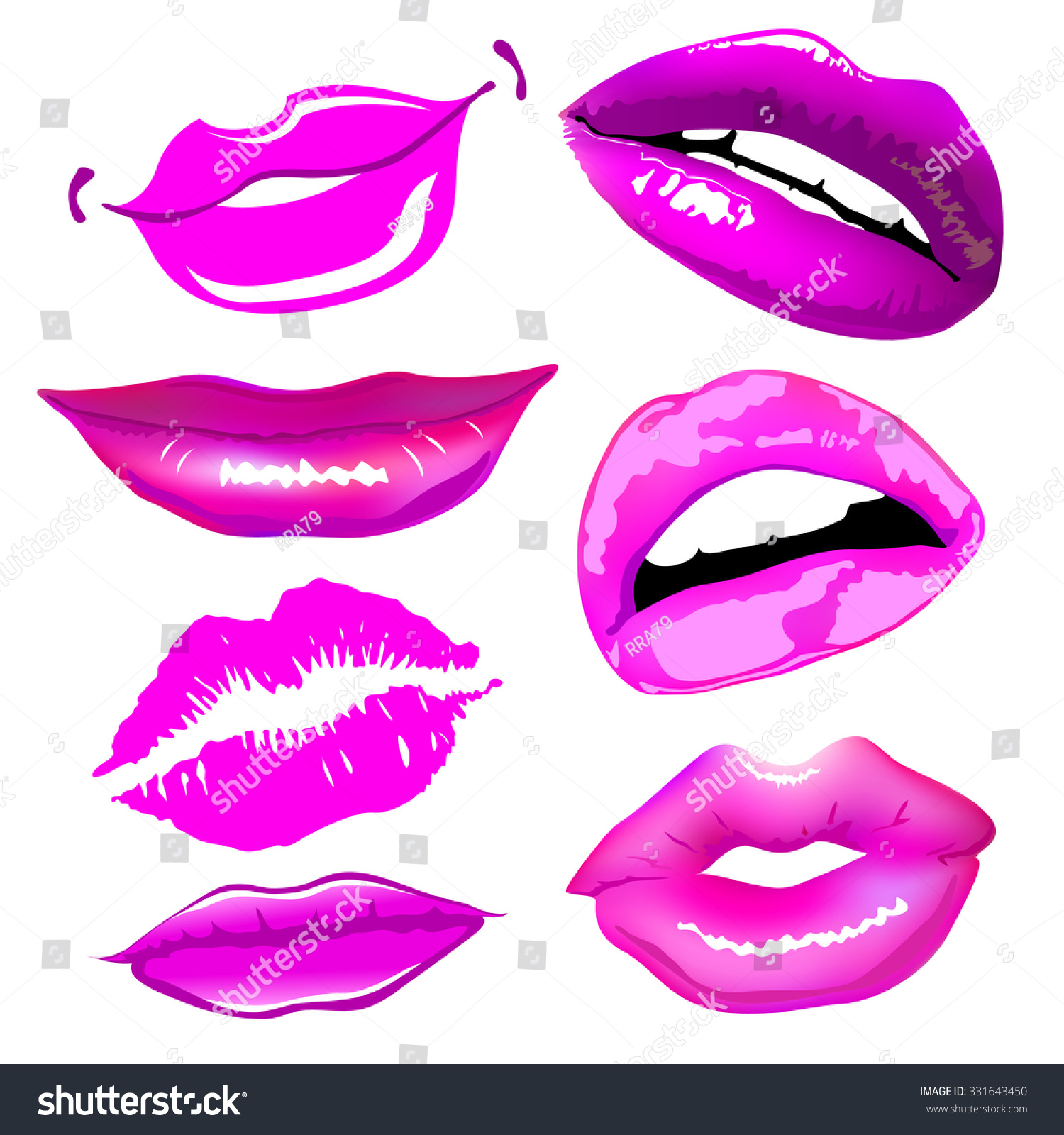 Lips Set Design Element Female Woman Stock Vector Royalty Free