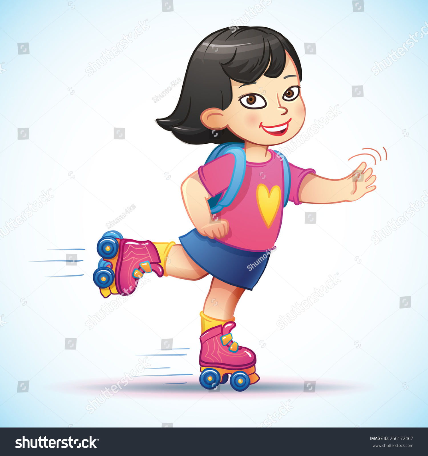 little asian girl riding on roller skates happy child little asian girl riding on roller skates happy child