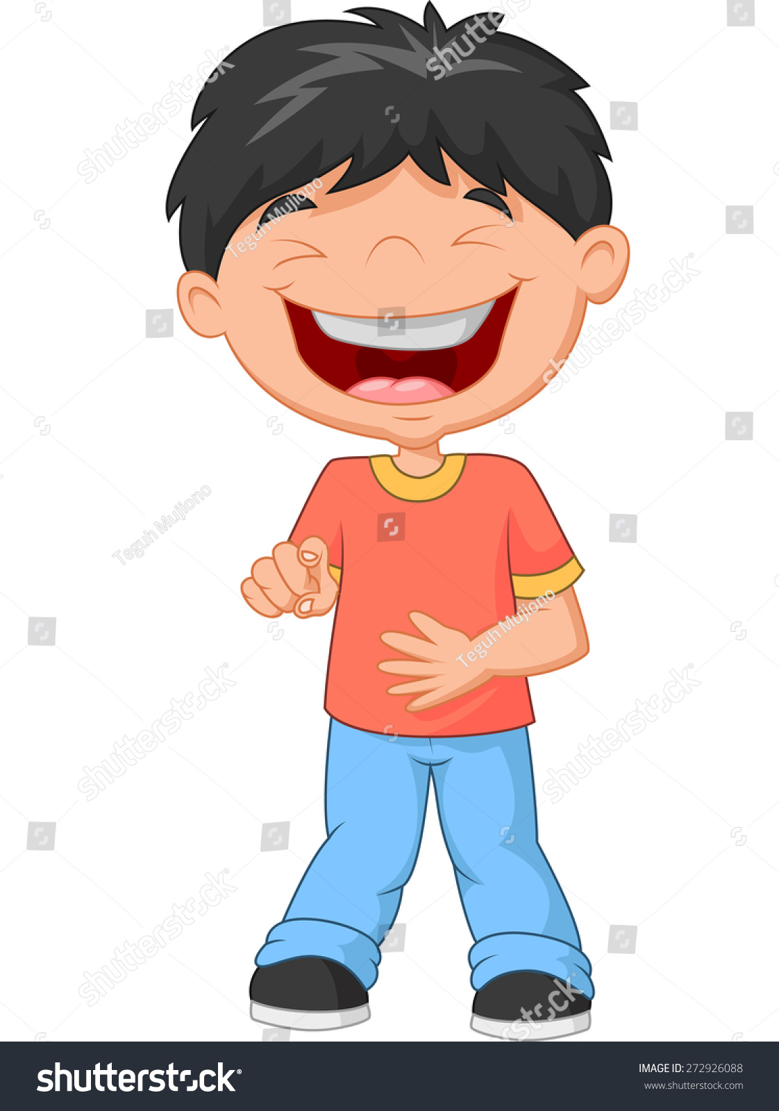 Little Boy Laughing Pointing Stock Vector 272926088 - Shutterstock