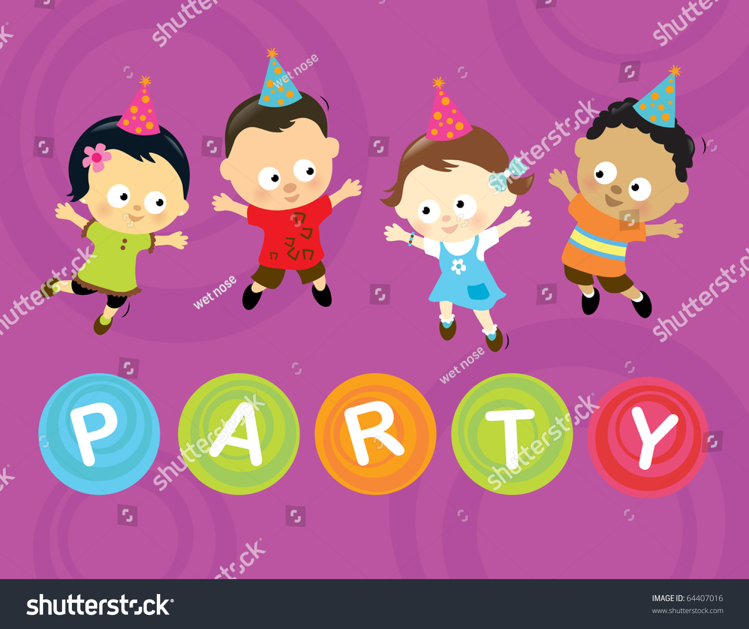 Little Party Kids Stock Vector Illustration 64407016 : Shutterstock