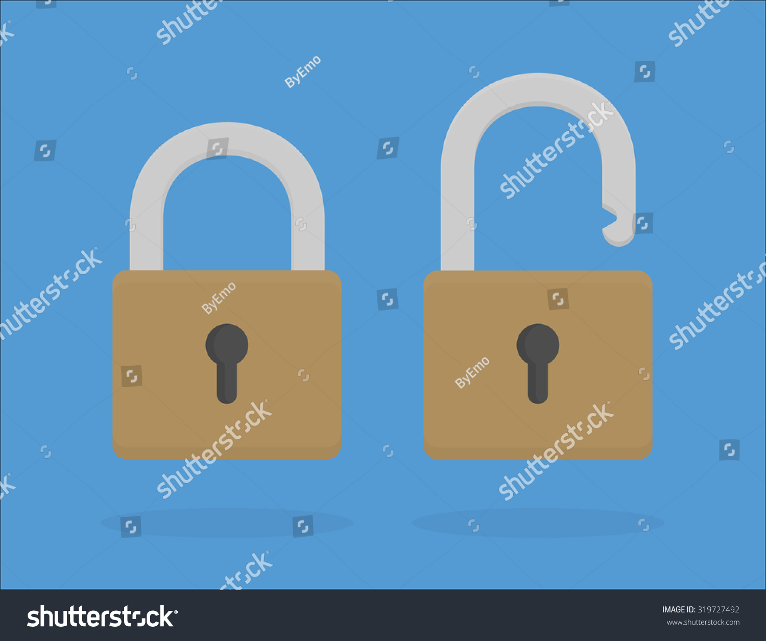 Locked Unlocked Padlock Icons Flat Style Stock Vector 319727492 Shutterstock 9617