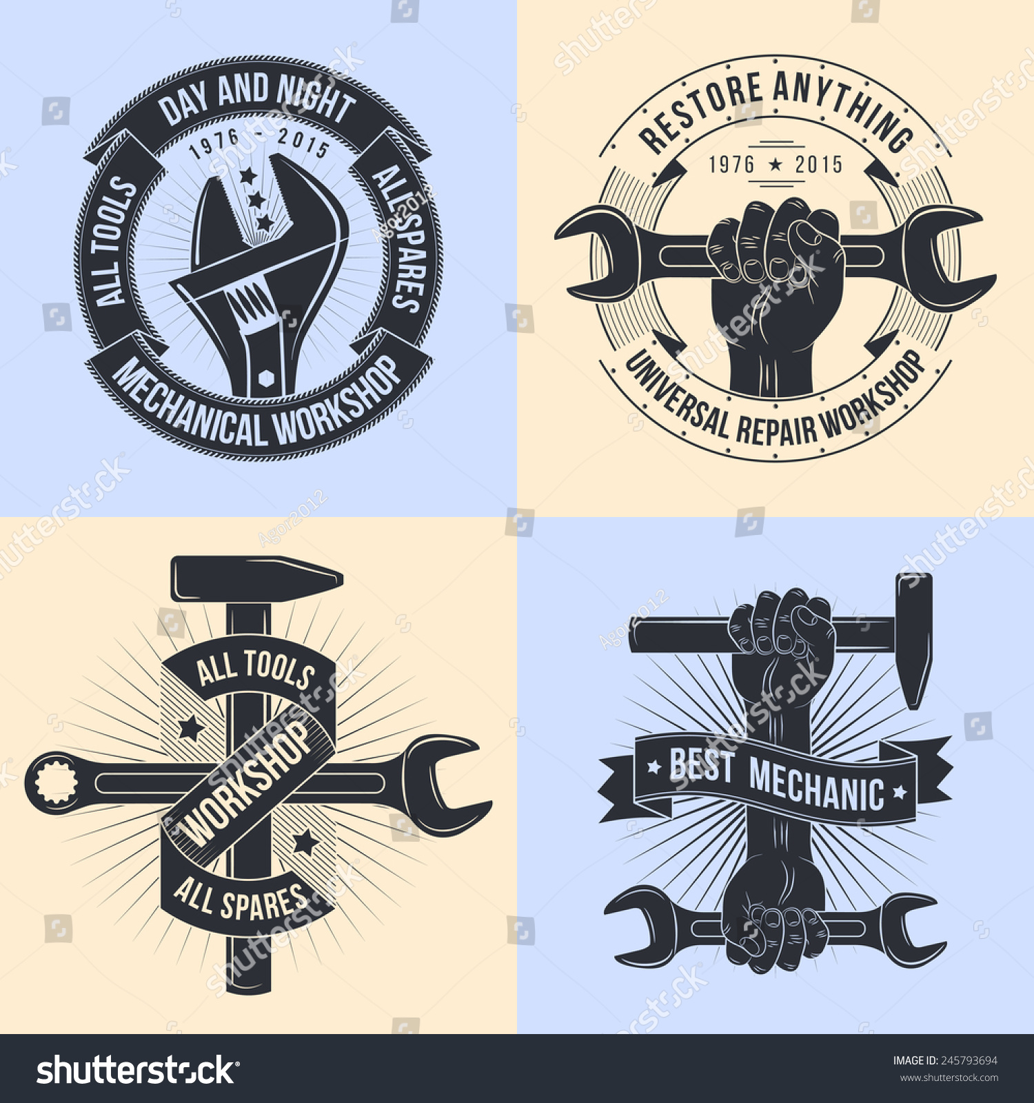 Logo For Repair Workshop. Emblem Mechanics. Tools ...