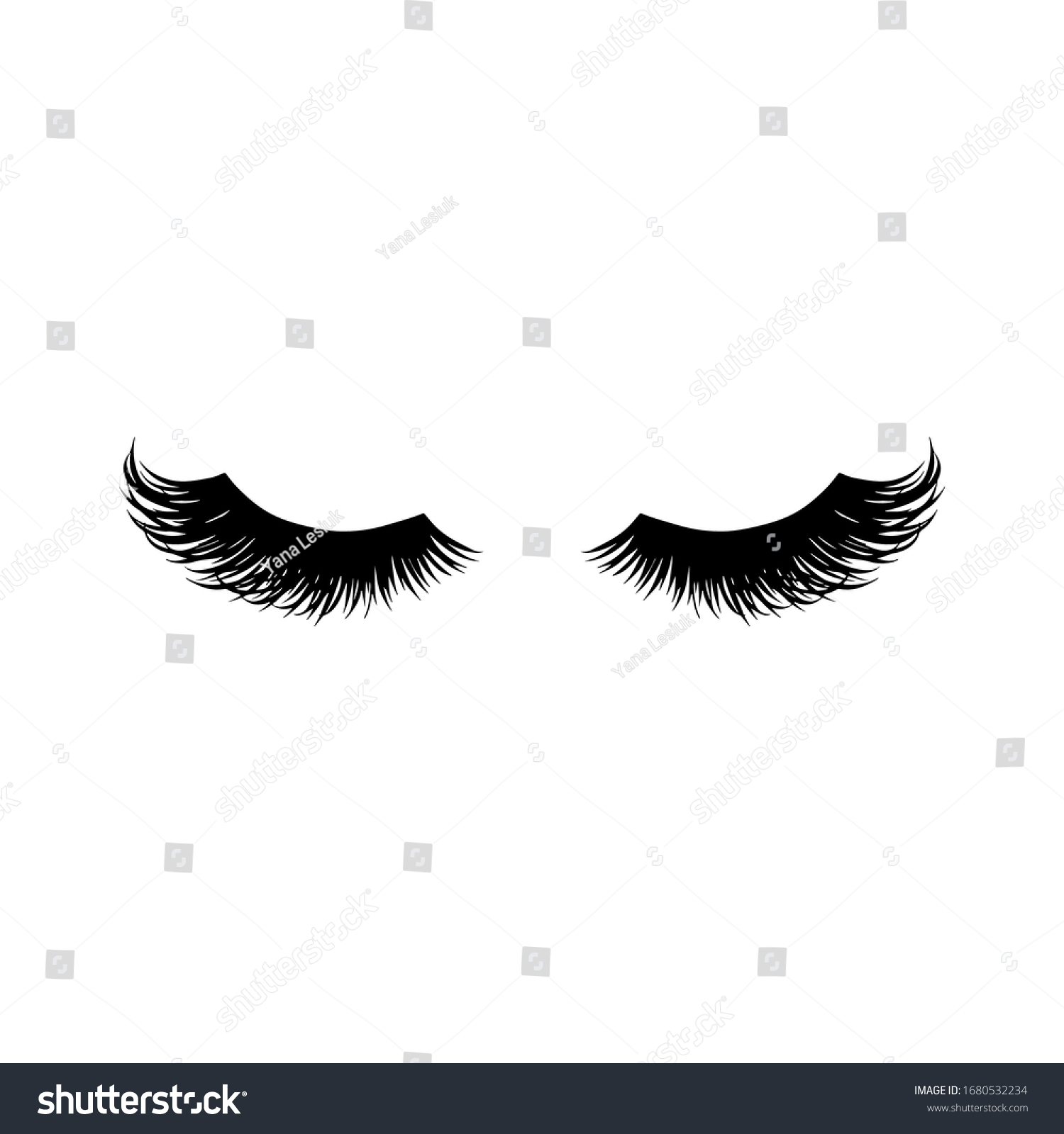 Long Black Lashes Vector Illustration Beautiful Stock Vector Royalty