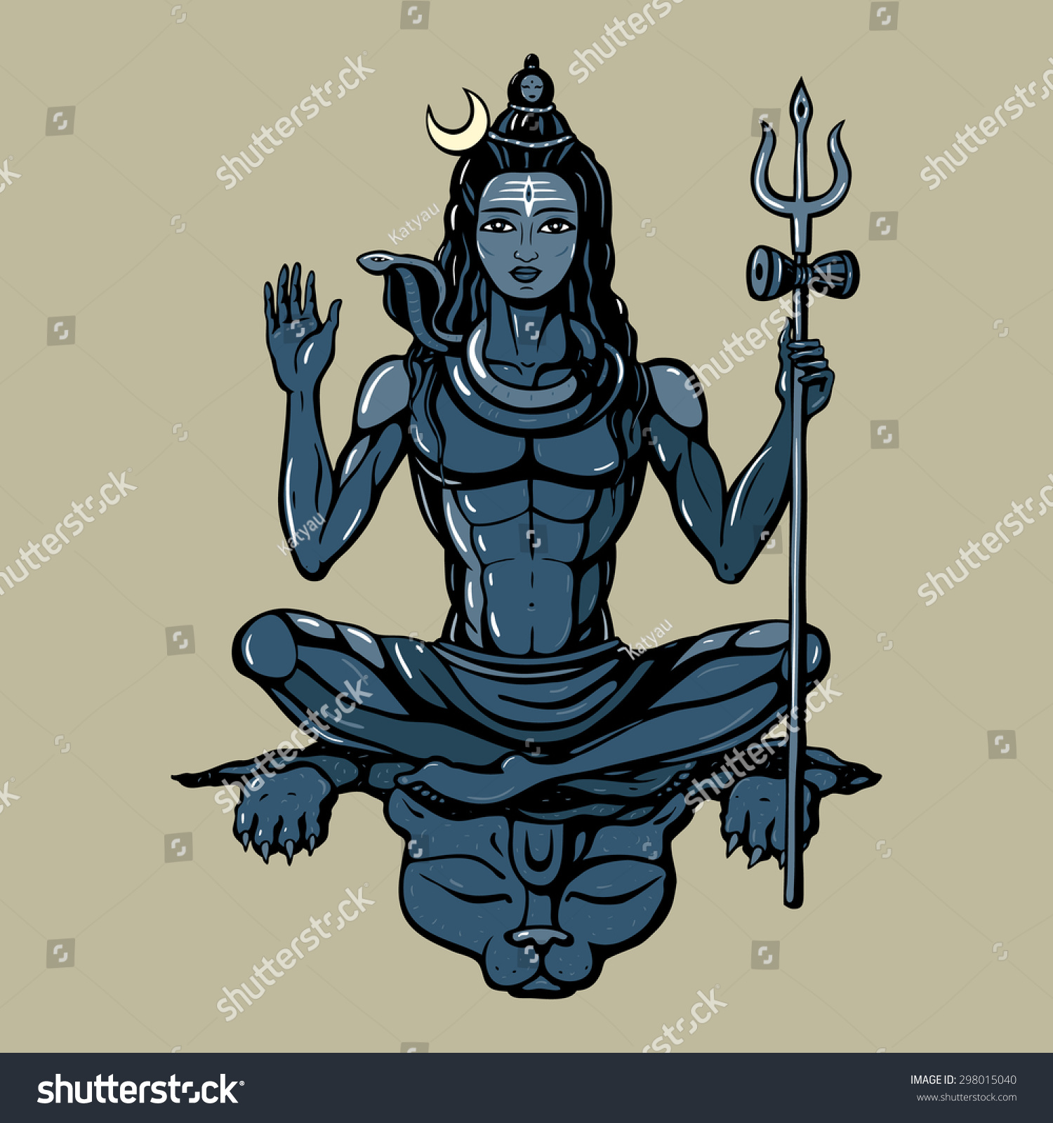 Vektor Stok Lord Shiva Hindu God Vector Illustration Tanpa Royalti