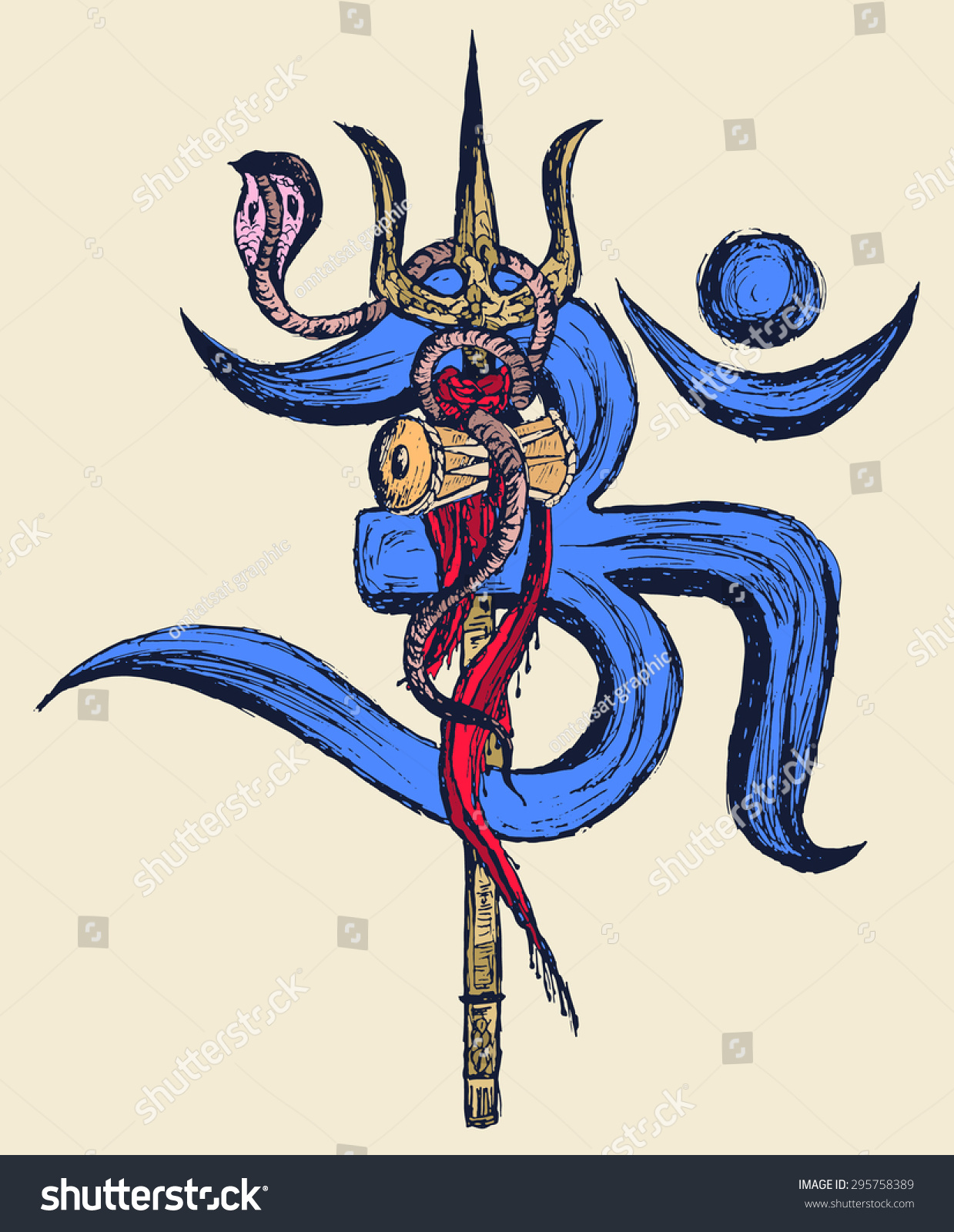 Lord Shiva Sketch, Color Stock Vector Illustration 295758389 : Shutterstock