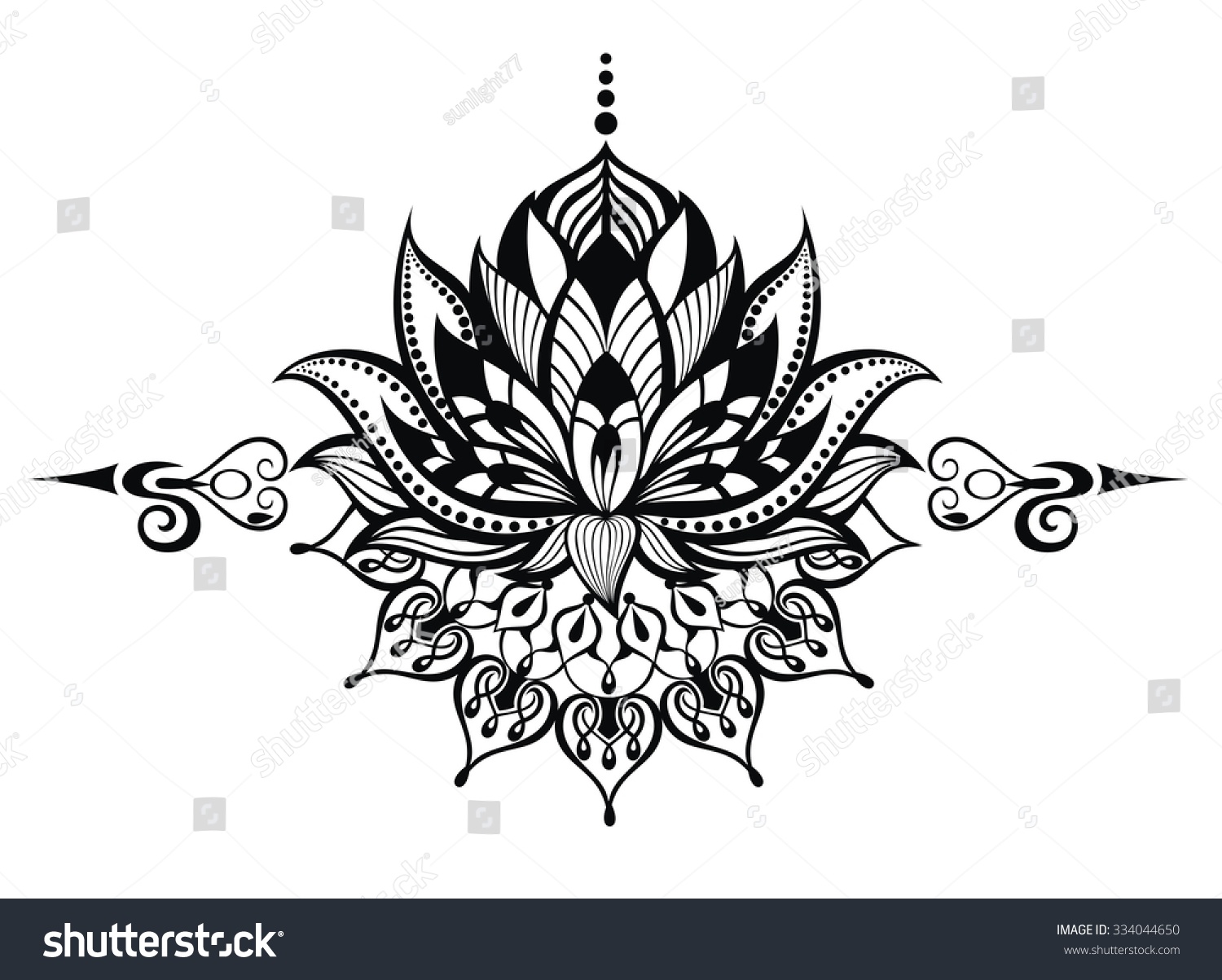 Lotus Flower.Tattoo Stock Vector Illustration 334044650 : Shutterstock