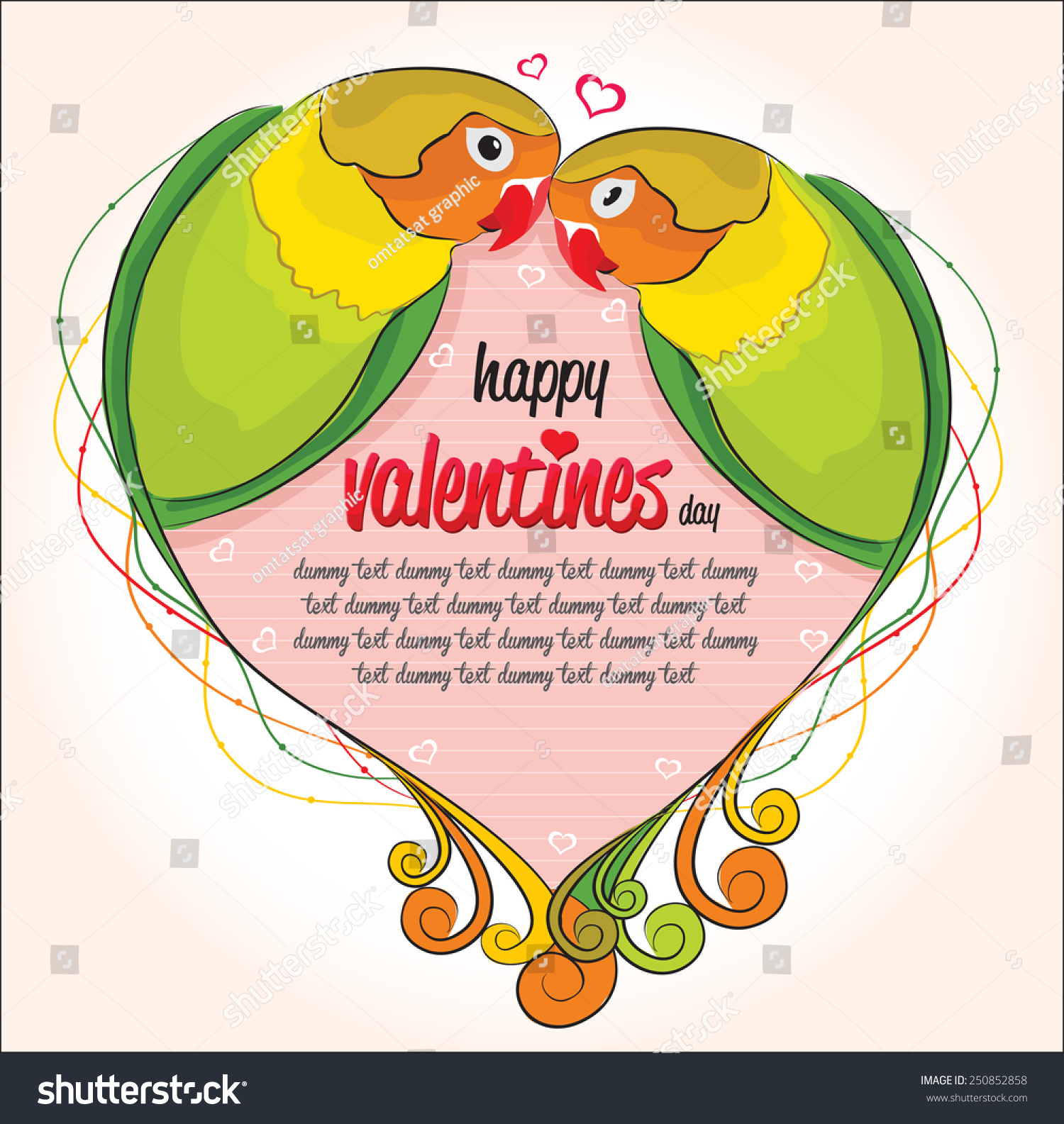 Love Birds Valentines Day Greeting Card With Birds Stock Vector Illustration 250852858 