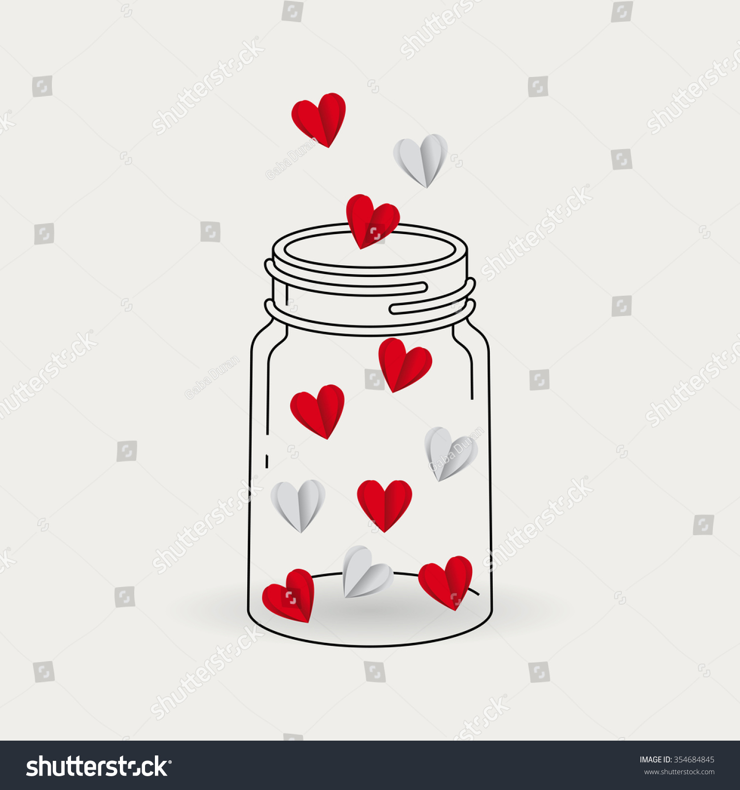 Love Hearts Mason Jar Thanks Card Stock Vector 354684845 ...