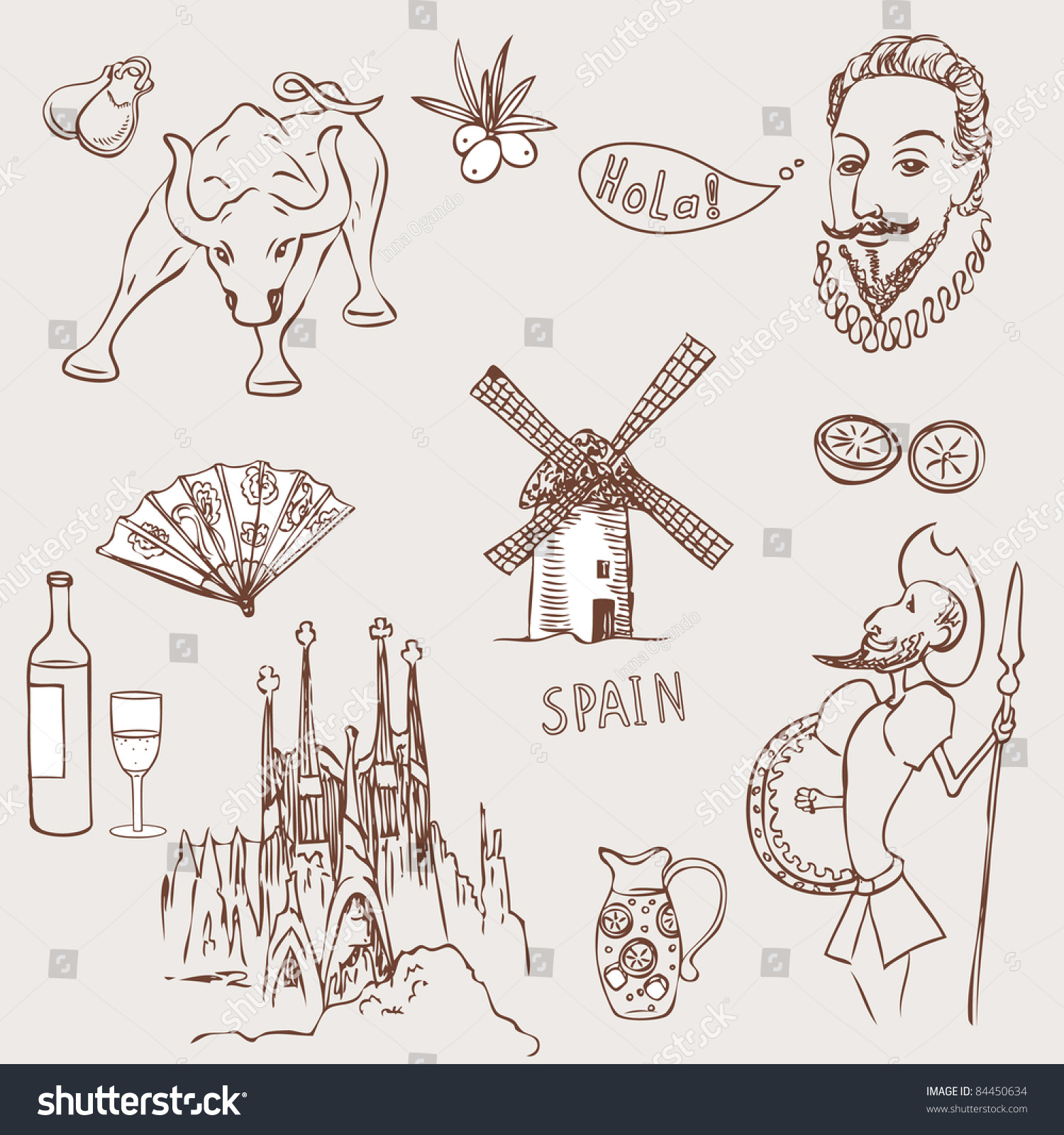 love-spain-doodles-symbols-of-spain-stock-vector-illustration