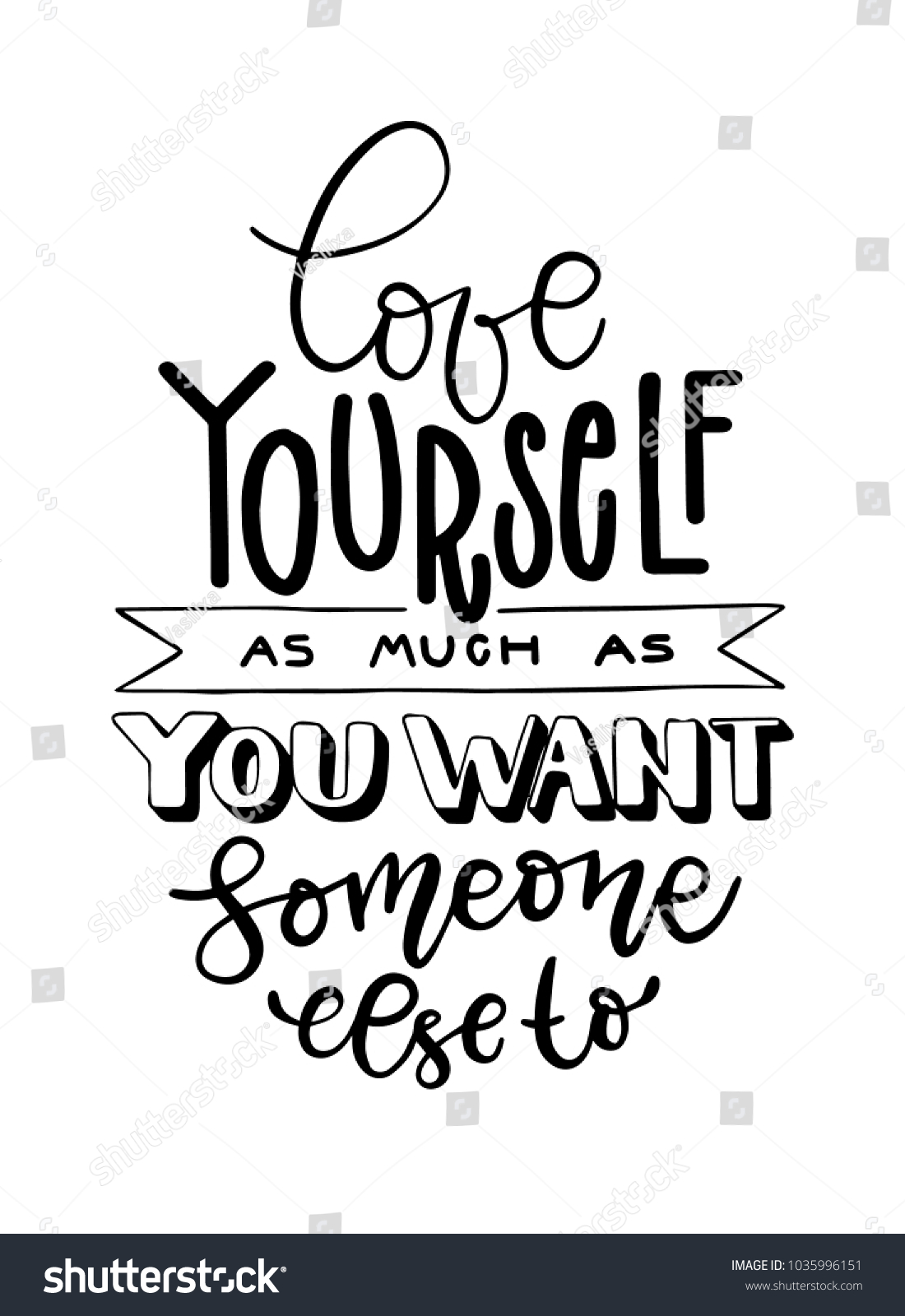 Love Yourself Handwritten Lettering Vector Poster Stock Vector Royalty