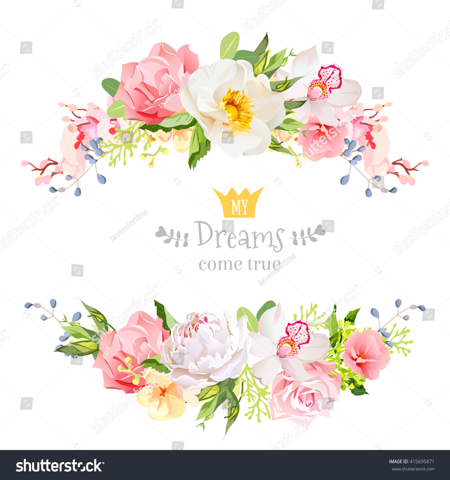 Lovely Wishes Floral Vector Design Frame Stock Vector 415695871