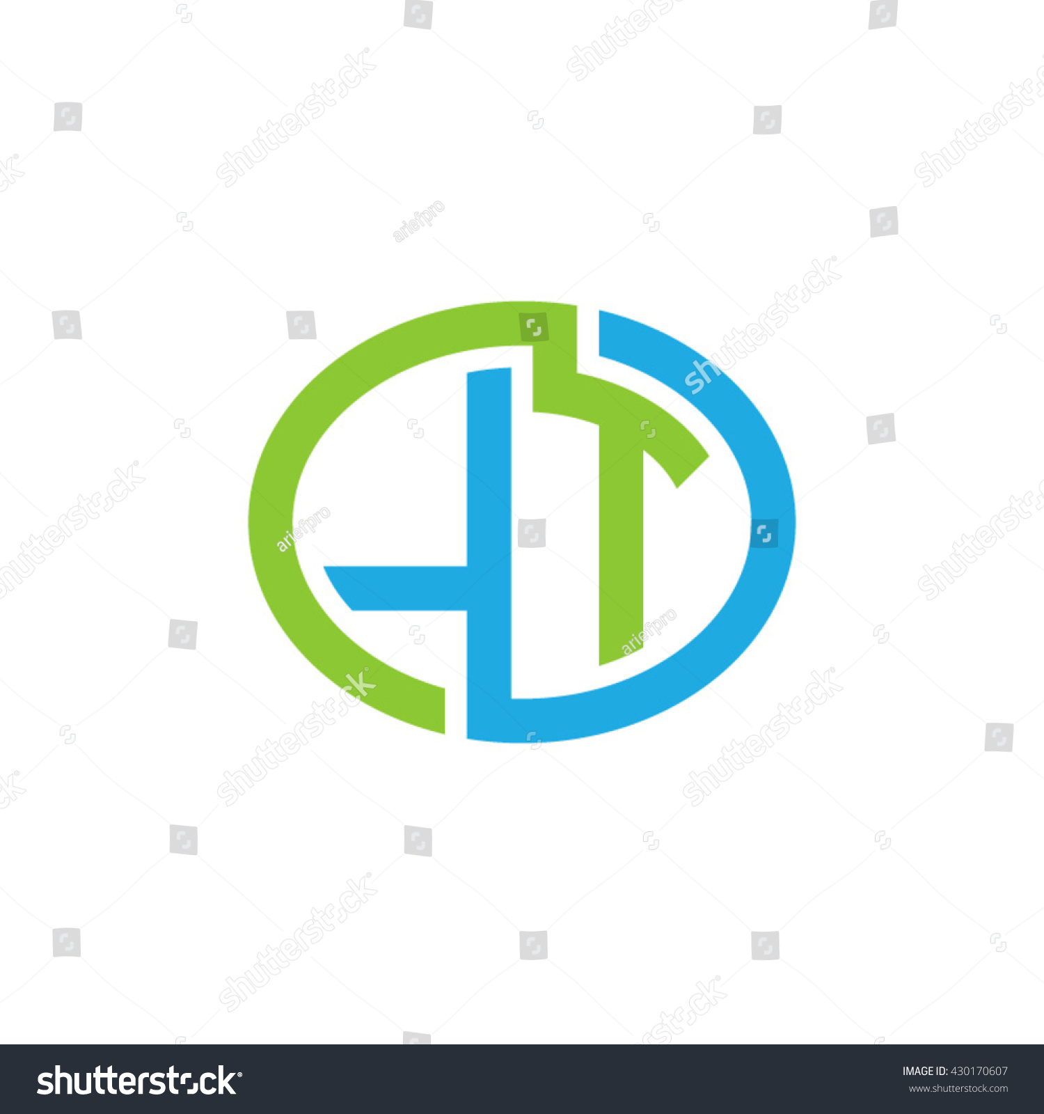 Lt Initial Letters Looping Linked Ellipse Stock Vector Royalty Free