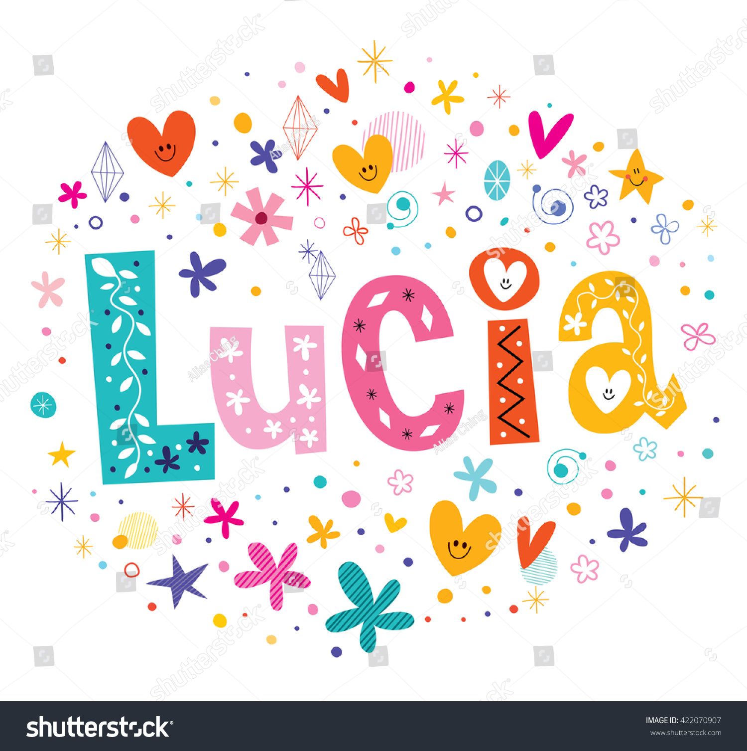 Lucia Girls Name Decorative Lettering Type Stock Vector ...
