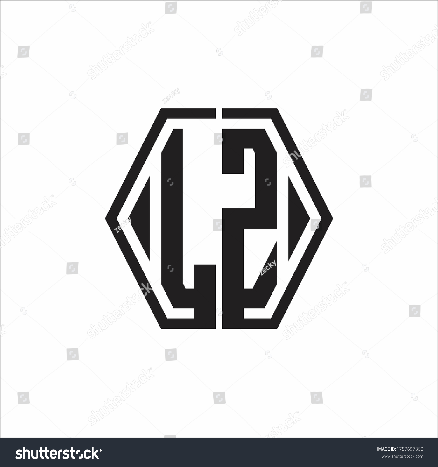 Lz Logo Monogram Hexagon Line Rounded Stock Vector Royalty Free