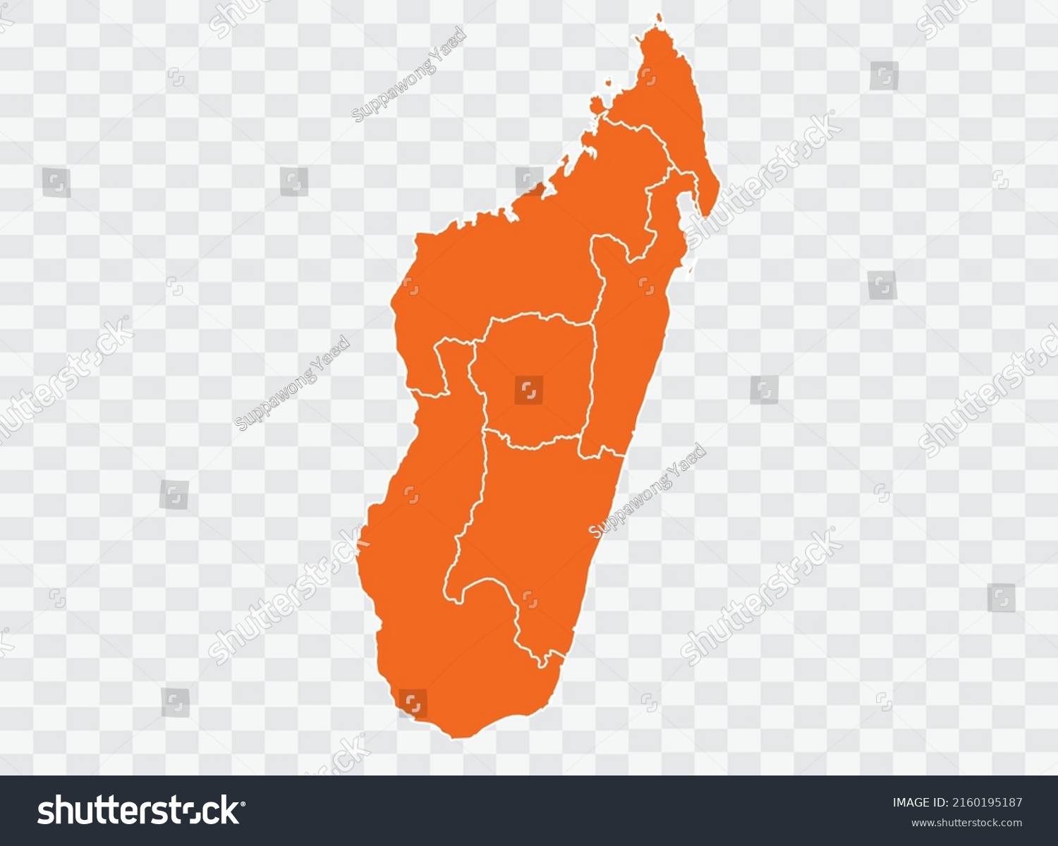 Madagascar Map Orange Color On White Stock Vector Royalty Free