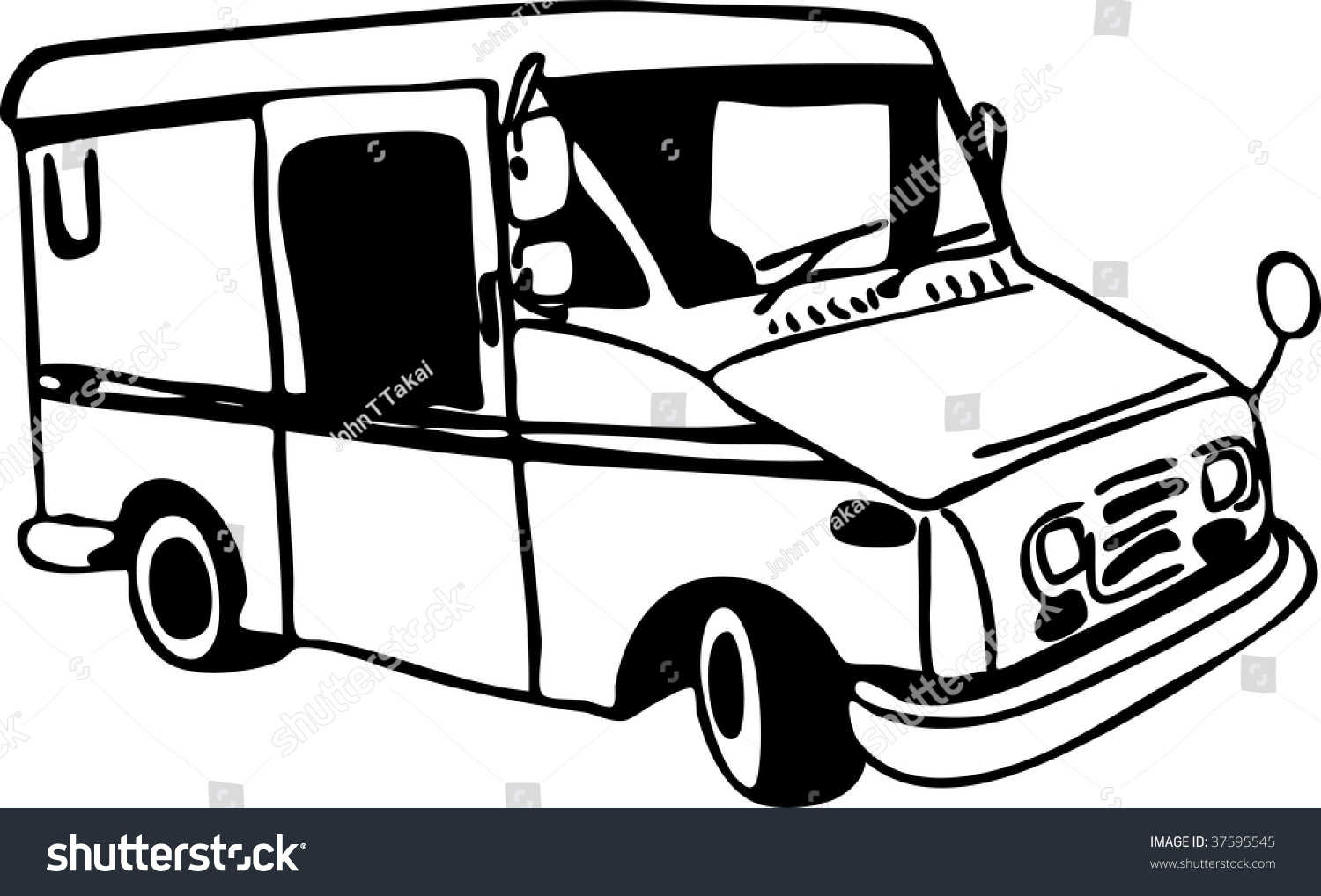 Mail Truck Drawing Stock Vector Illustration 37595545 Shutterstock