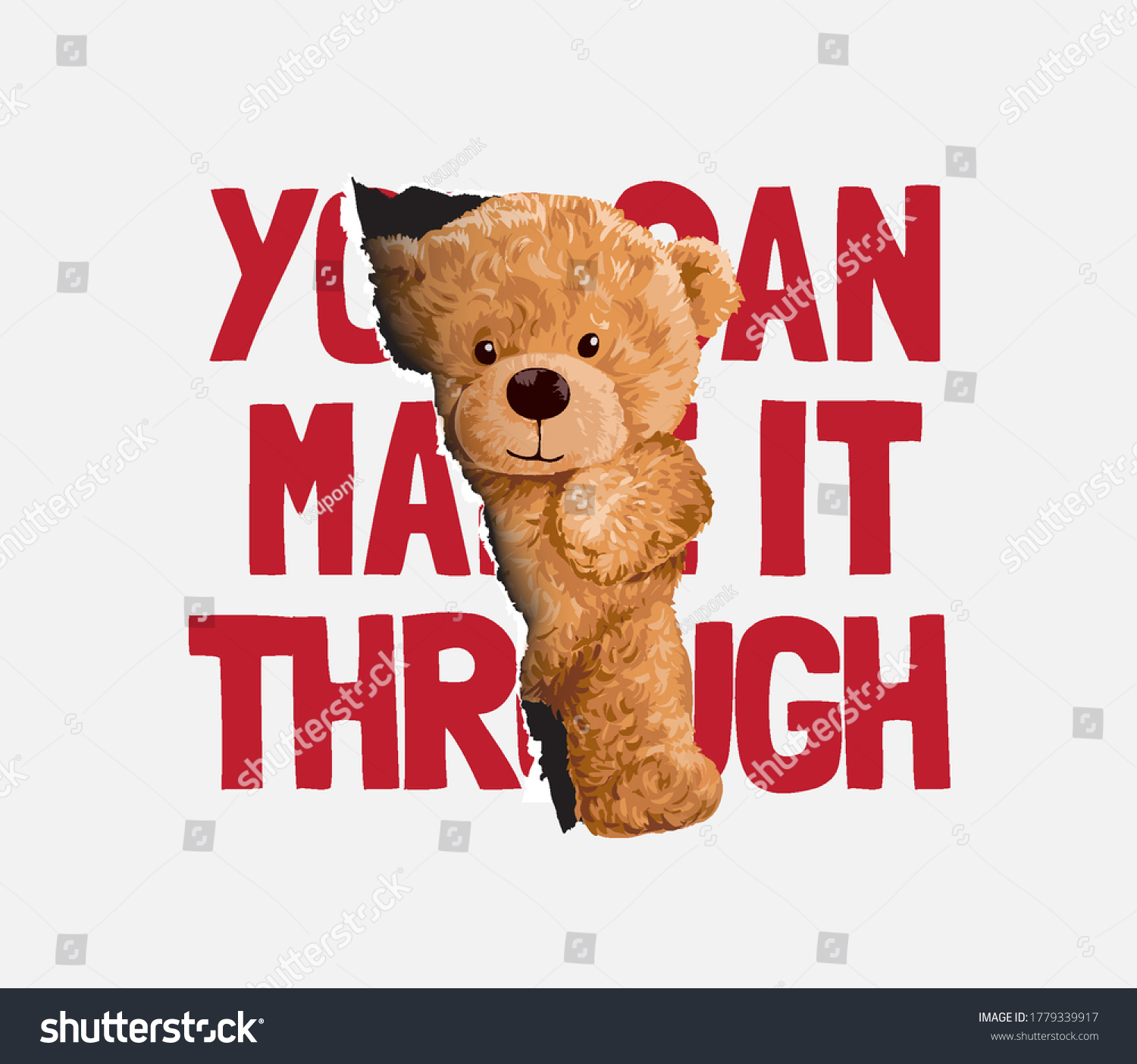 Make Through Slogan Bear Doll Slipping Stock Vector Royalty Free