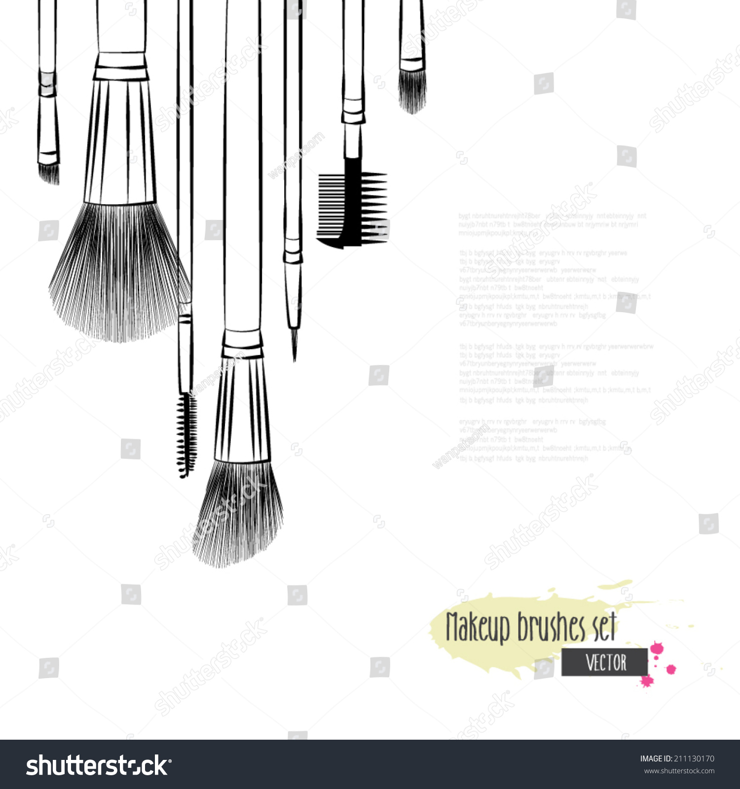 Makeup Brushes Hand Drawn Vector Set 211130170 Shutterstock