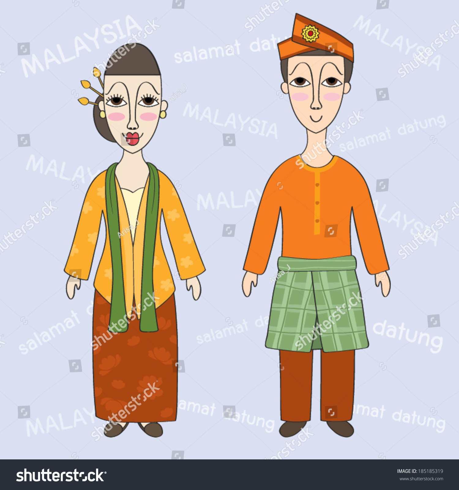 malaysia-traditional-costume-with-the-word-say-hello-in-malaysia-stock