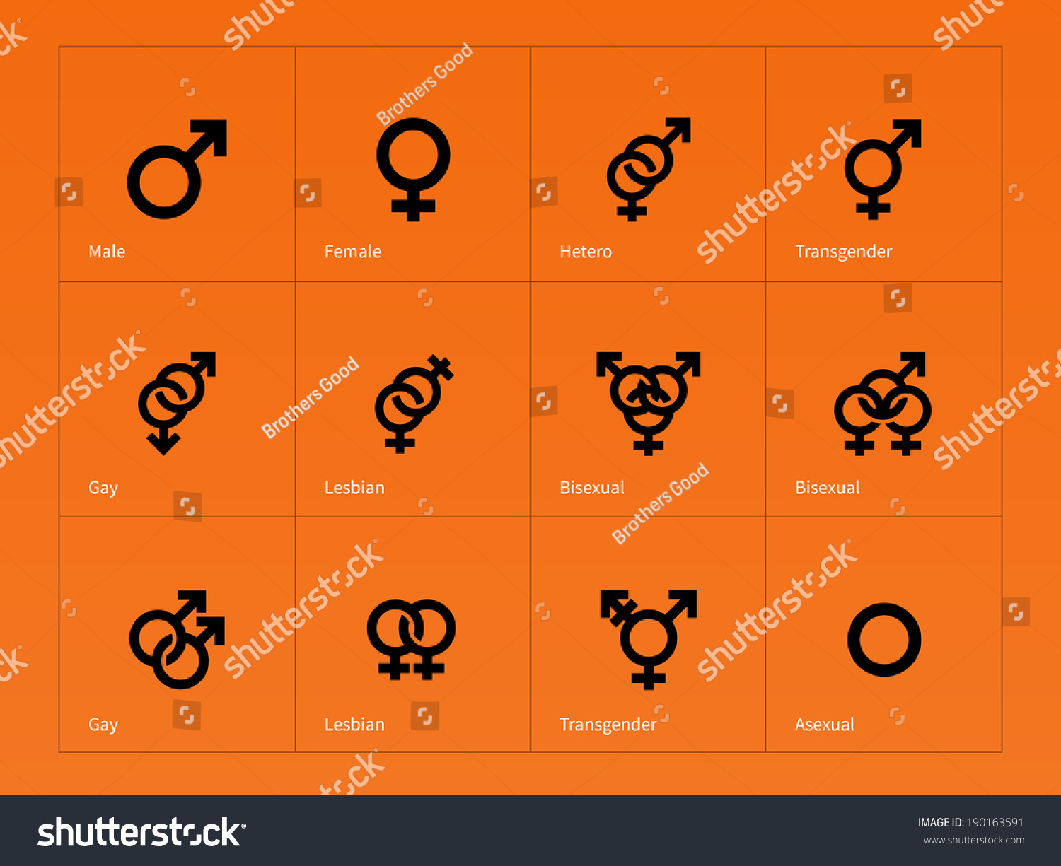 Male Female Sex Symbol Icons On Stock Vector 190163591 Shutterstock