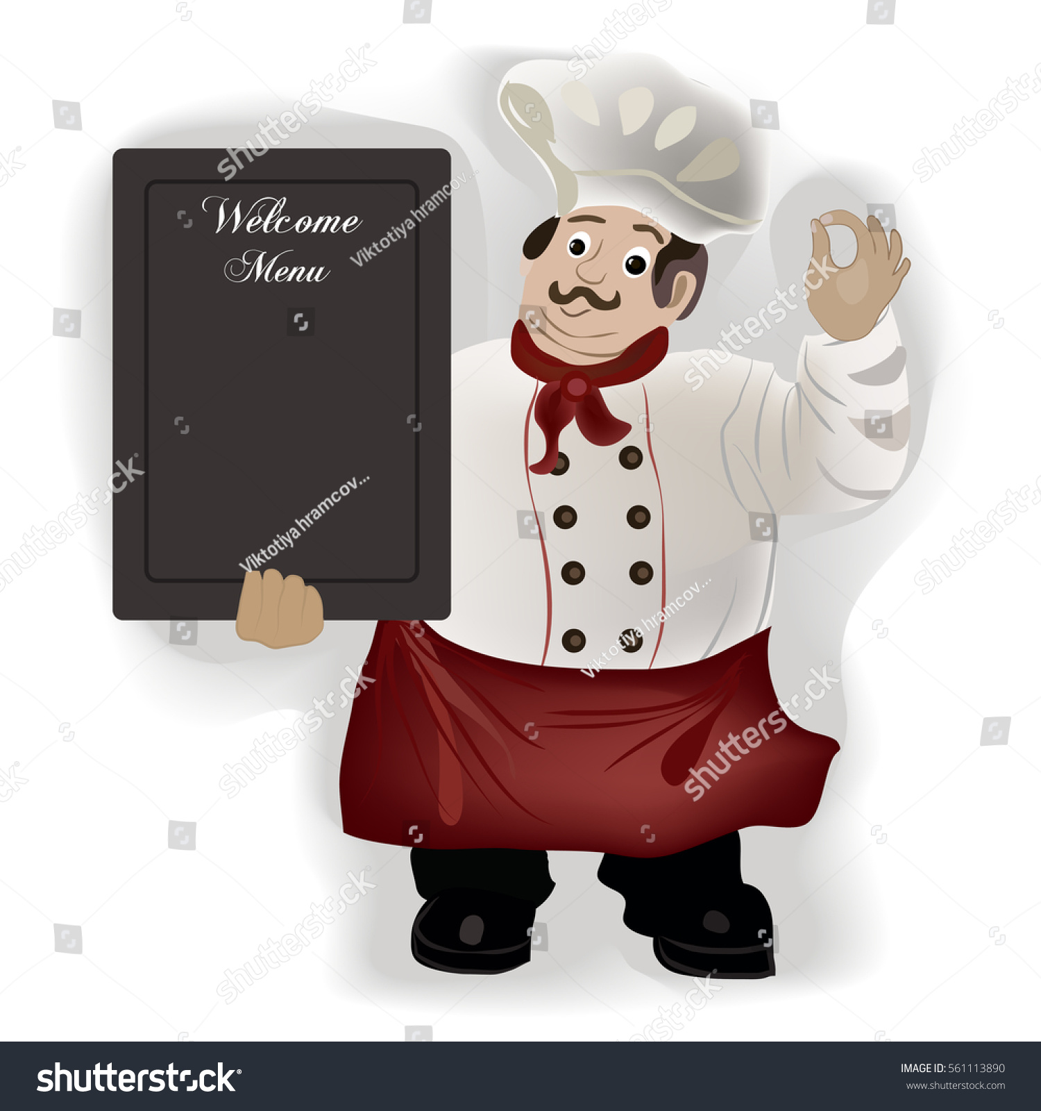 Male Chef Menu Board Vector Cartoon Stock Vector Royalty Free